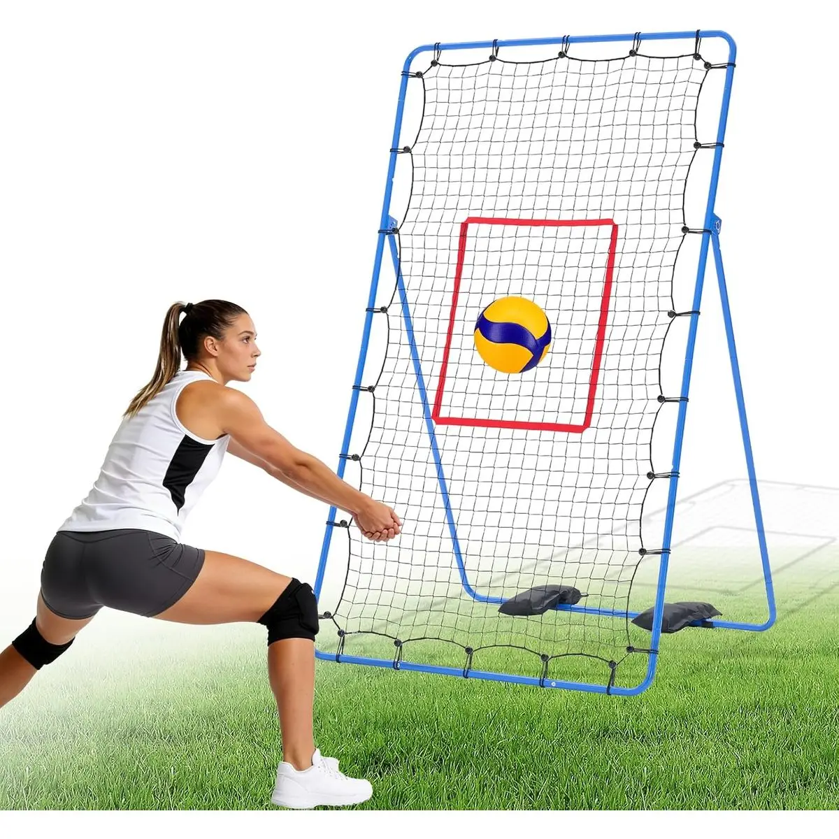 Volleyball Rebounder Net 7x4 FT, Rebounder Net with Travel Bag| Multi Sport Bounce Back Training Equipment, 5 Adjustable Angles for Outdoor Indoor Practice, Spiking, Bumping