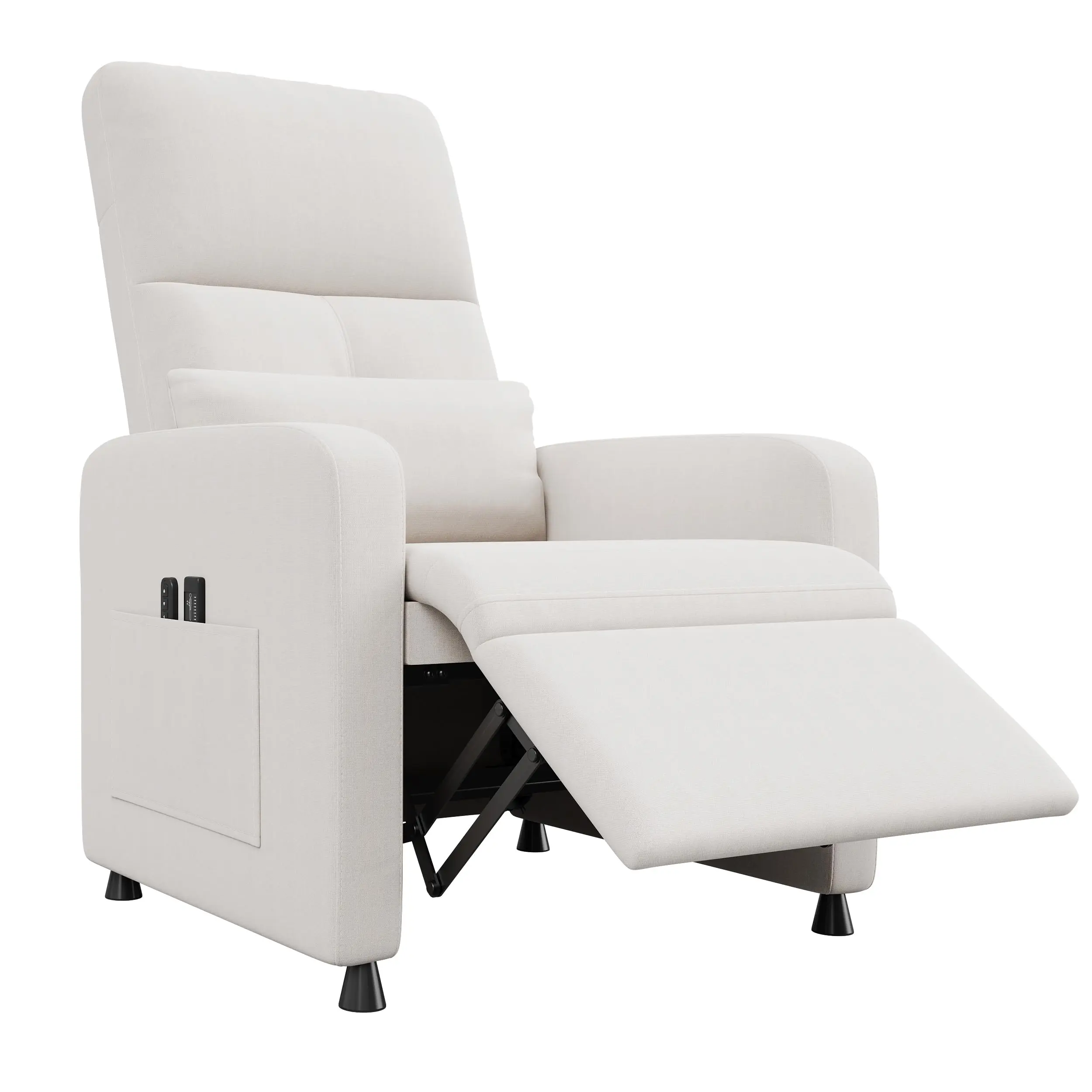 Power Recliner Swing Chair - Reclining Chair, 1-Person Overstuffed Sofa with Adjustable Backrest, Footrest, USB Port, Side Pockets - Modern Comfortable Lounge for Game Room, Home Theater - Brown/Beige/White, One Person