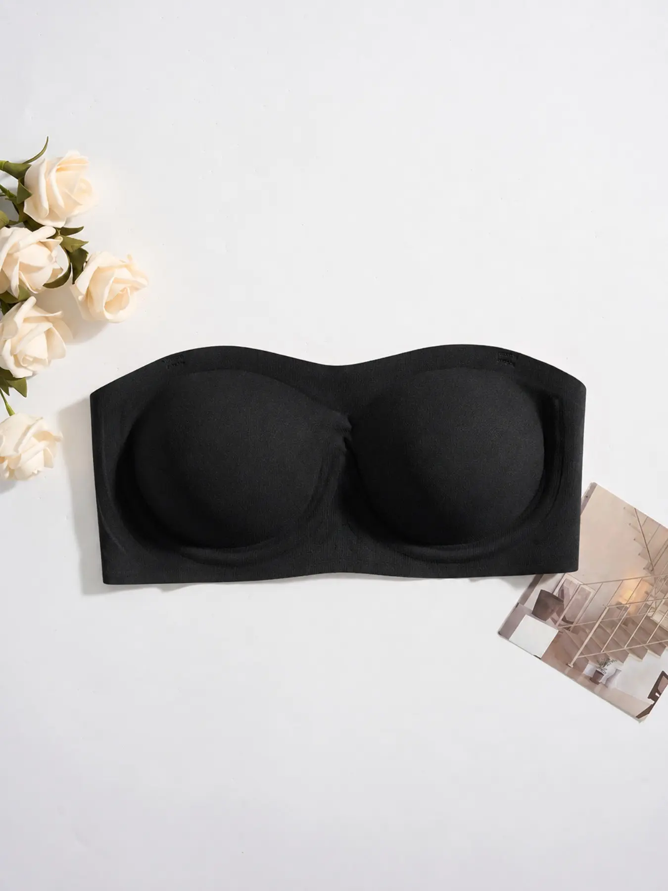 Women's Jelly Strapless Bandeau Bra, Underwear Non-Slip Silicone Grip Tube Top, Padded Wireless Bra for Dresses, Tops, Everyday Wear