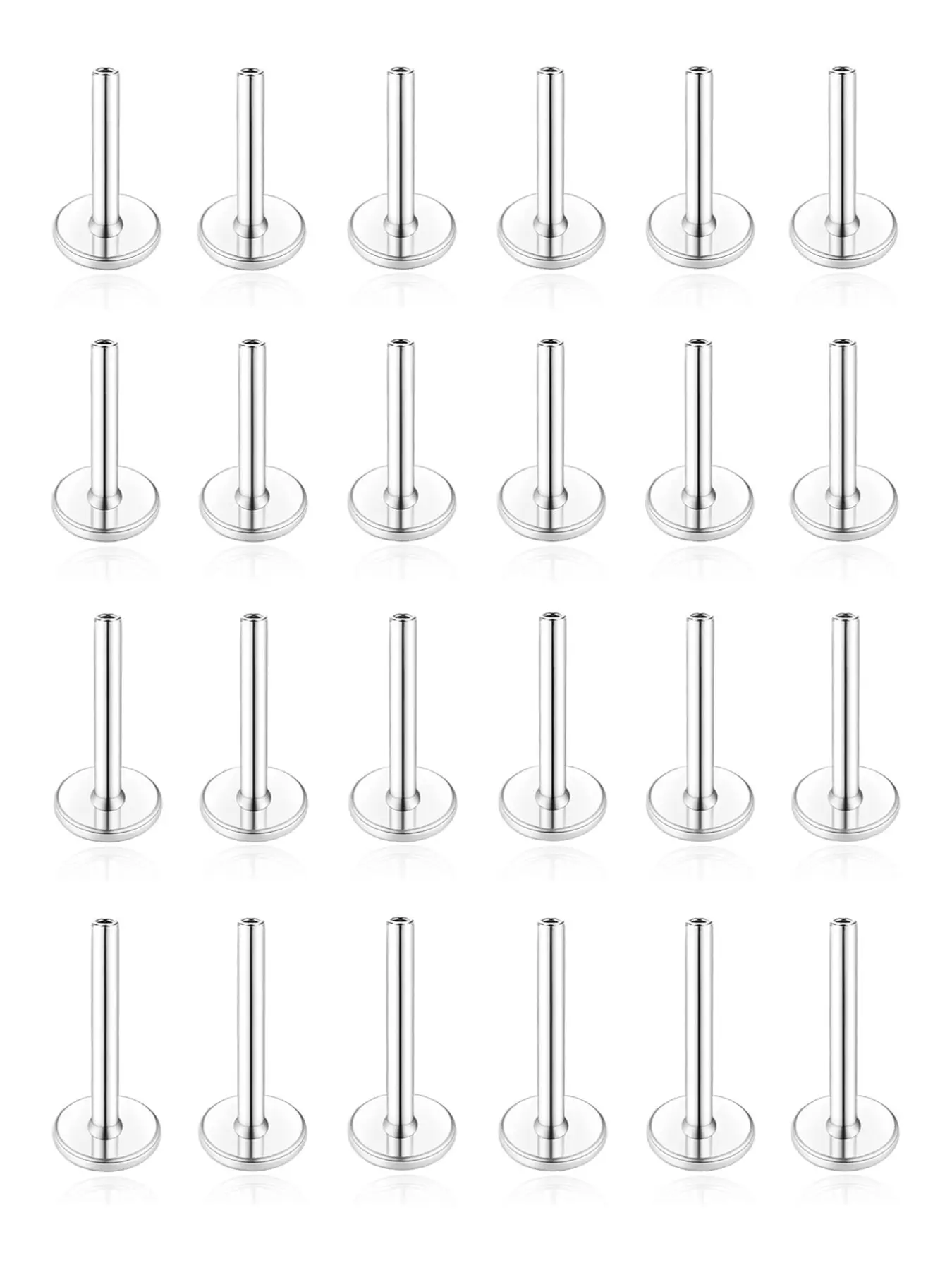 24Pcs Replacement Post Bar 18G Surgical Steel Threadless Push in Flat Back Post for Stud Earrings Nose Ring Helix Cartilage Tragus Conch Lip Labret Piercing for Women Men 6mm 8mm 10mm Helix Piercing Jewelry