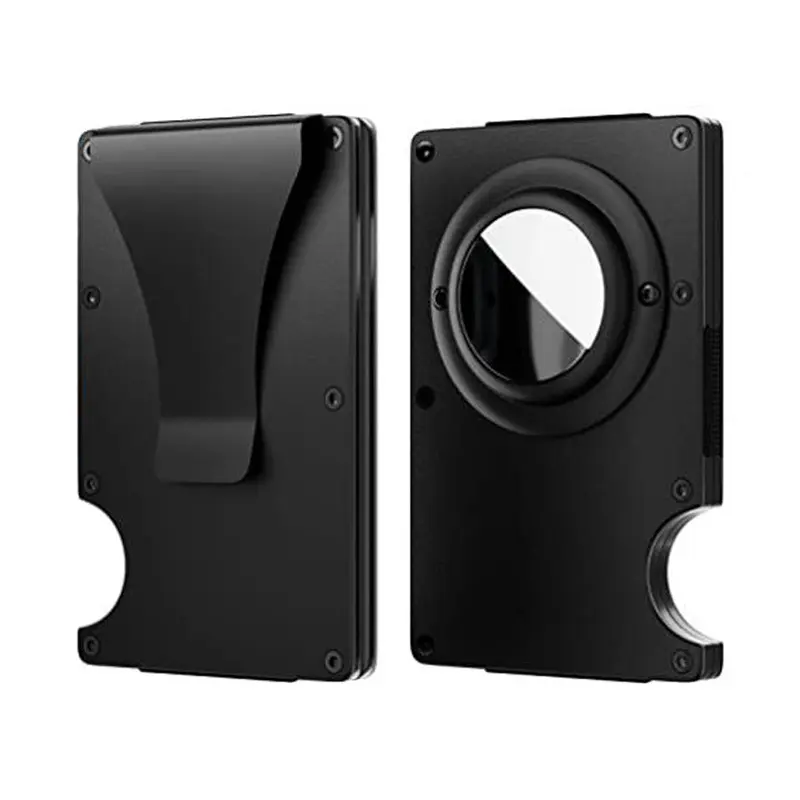 Men's RFID Blocking Aluminum Carbon Fiber Metal Wallet with AirTag Tracker Card Holder