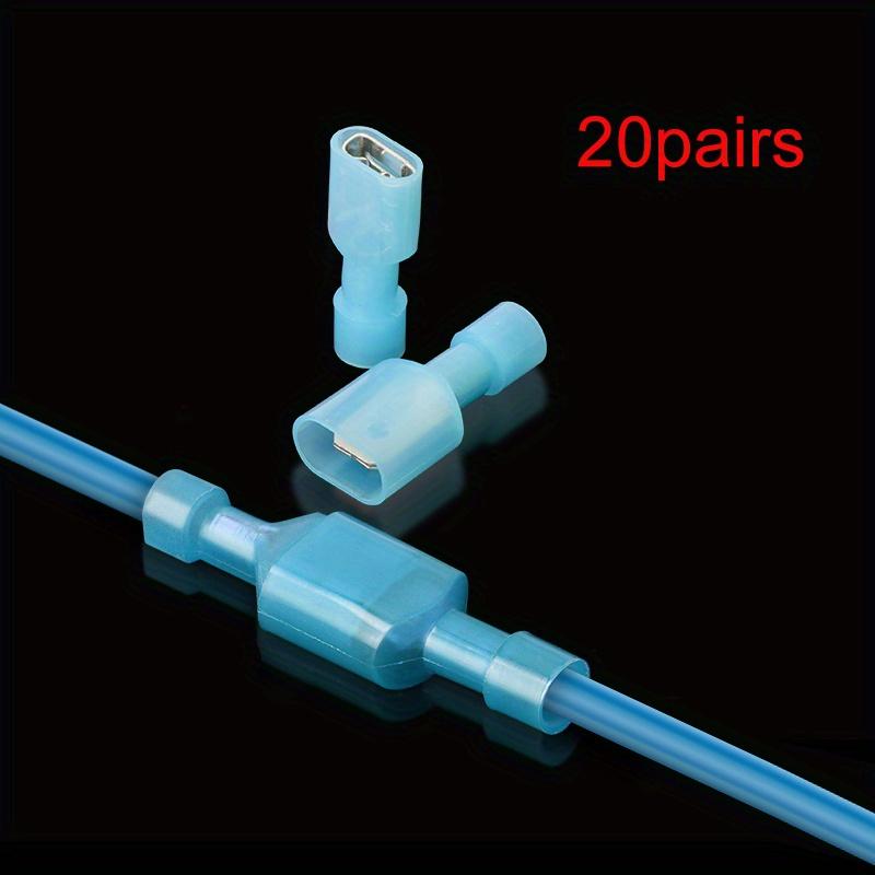 40 pieces/20 sets of male/female quick-disconnect spade wire crimp connectors, fully insulated nylon electrical crimp cold-press terminal connectors