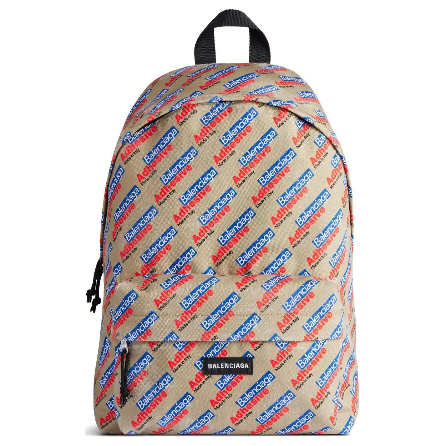 Balenciaga Explorer Logo-Zip Backpack in Beige, Red, and Blue – Unisex Fashion Style