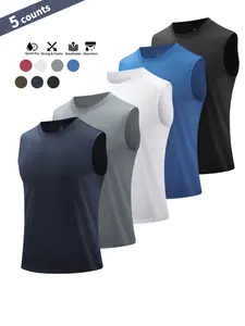 3/5 Piece set Men's Pack Sporty Sleeveless Tops, Sports Tank Top, Breathable Stretch Quick-Dry, Ideal for Summer Running, Outdoor Workouts, Basketball Training, Fitness, Marathon