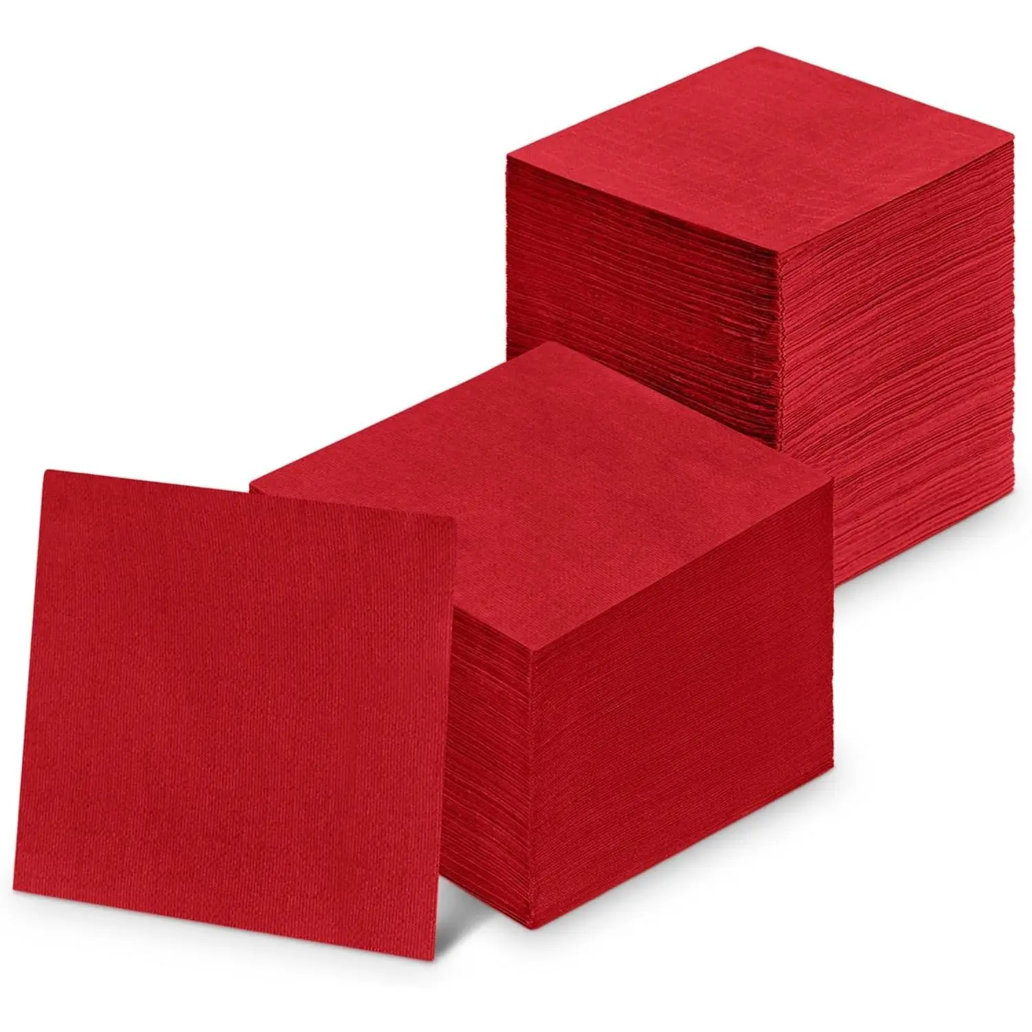 300-Pack Disposable Red Cocktail Napkins, 3-Ply, 5"x5" Beverage Paper Napkins, Decorative Dessert Napkins For Wedding, Kitchen, Bar Or Restaurant