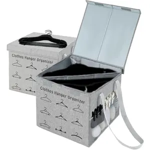 Large Sturdy Hanger Storage, Hanger Organizer Space Saver, Portable Hanger Holder Organizer with Handles, Hanger Organizer Stacker Box Caddy Containers for Closet Laundry Rooms (1 Pack)
