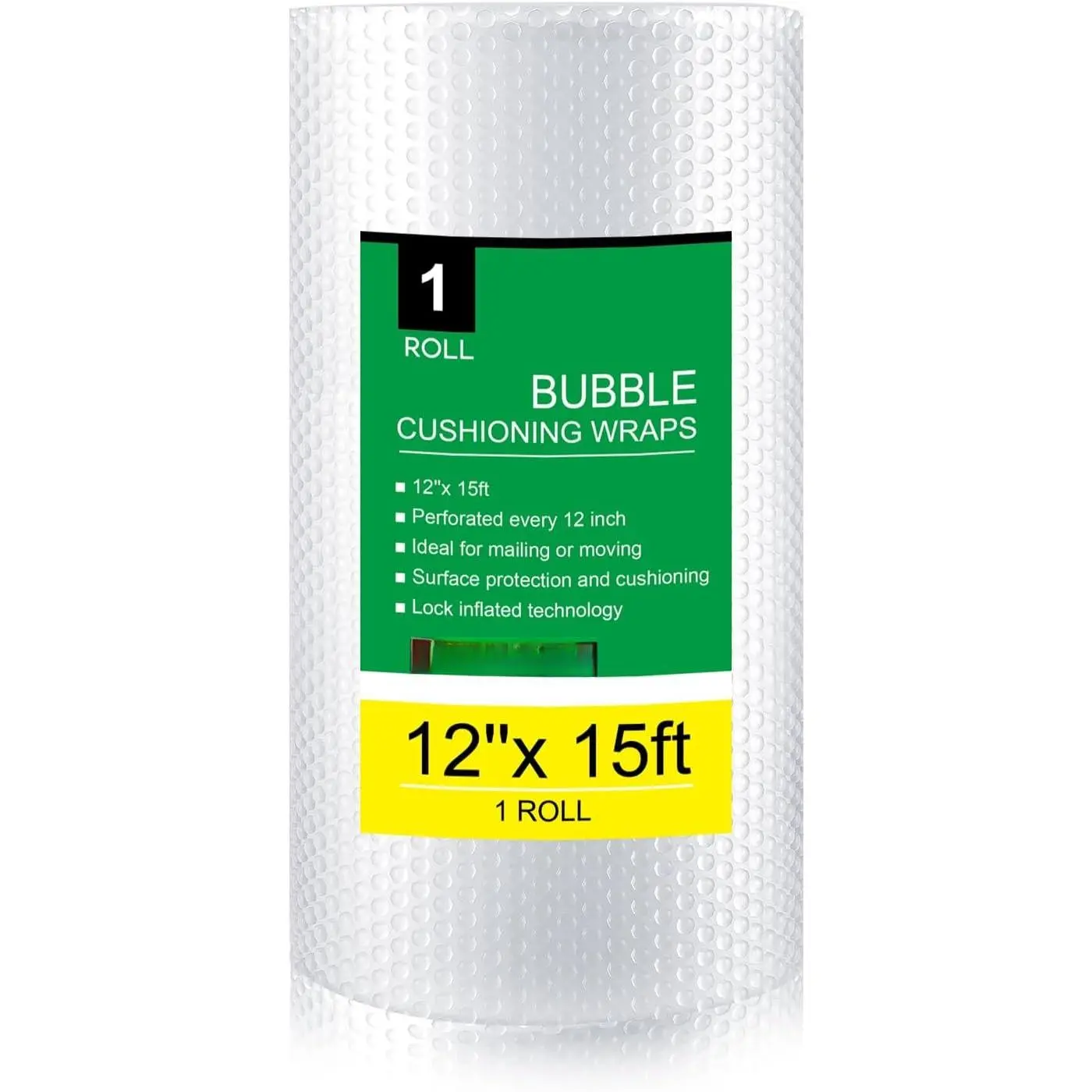 Bubble Packing Wrap for Moving Boxes Shipping Cushioning Supplies 1 Roll 12" X 15' Perforated
