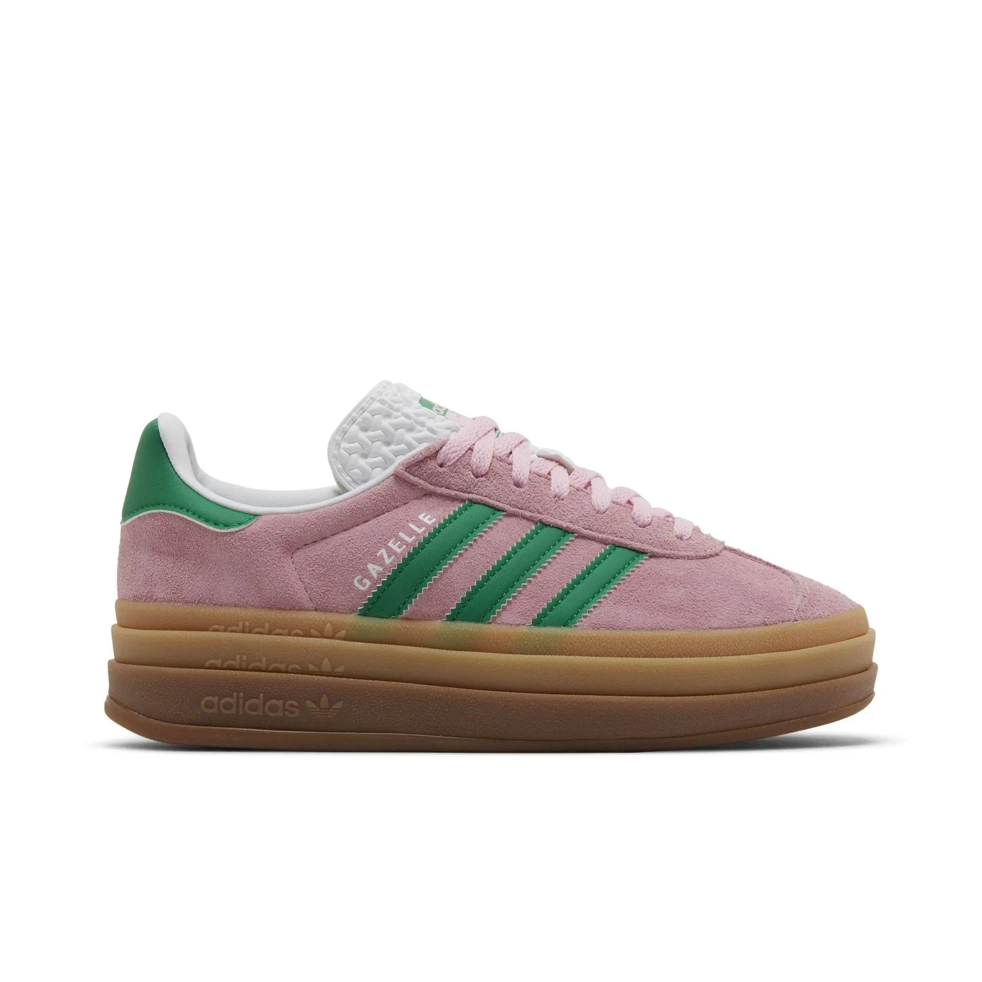 Adidas Women's Gazelle Bold Skateboarding Sneakers - True Pink/Green/Cloud White, Lace Fasten, Leather Upper, Multi-Size (IE0420)