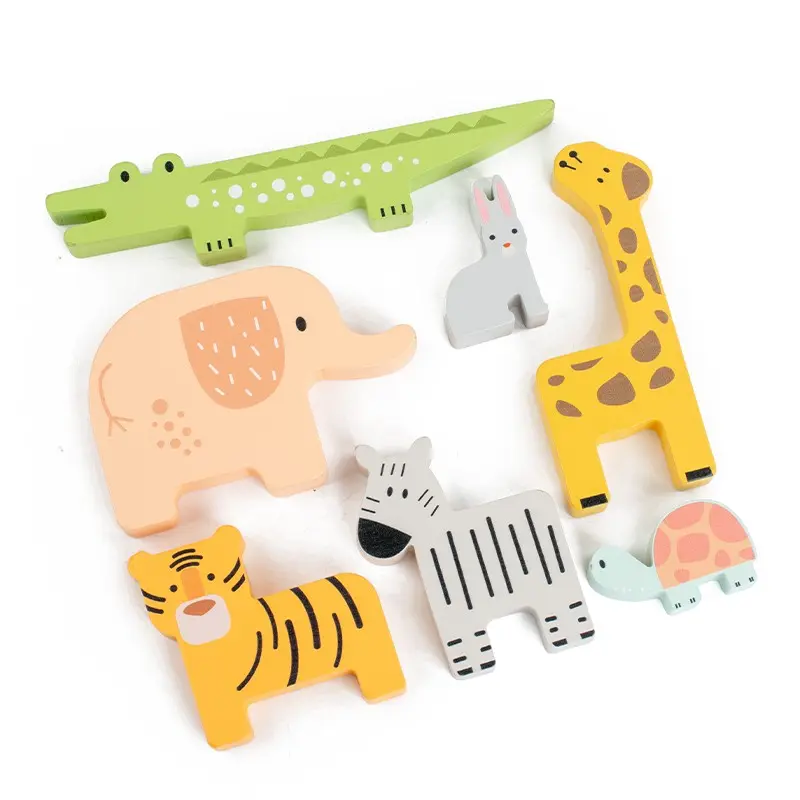 Wooden Animal Stacking Blocks Toy, Balance Training Hand-Eye Coordination, Early Education Gift for Boys Girls, Christmas Birthday Present