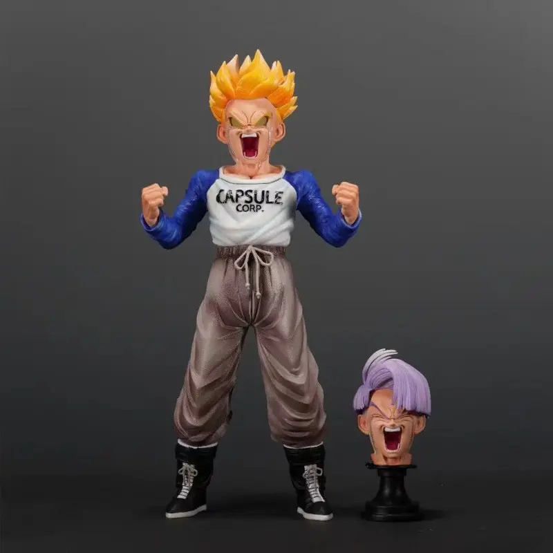 Dragon Ball Trunks Figure 24cm/9.45in, Dual Head Sculpture Boxed Anime Statue, PVC Collectible Desk Ornament, Anime Enthusiast Gift