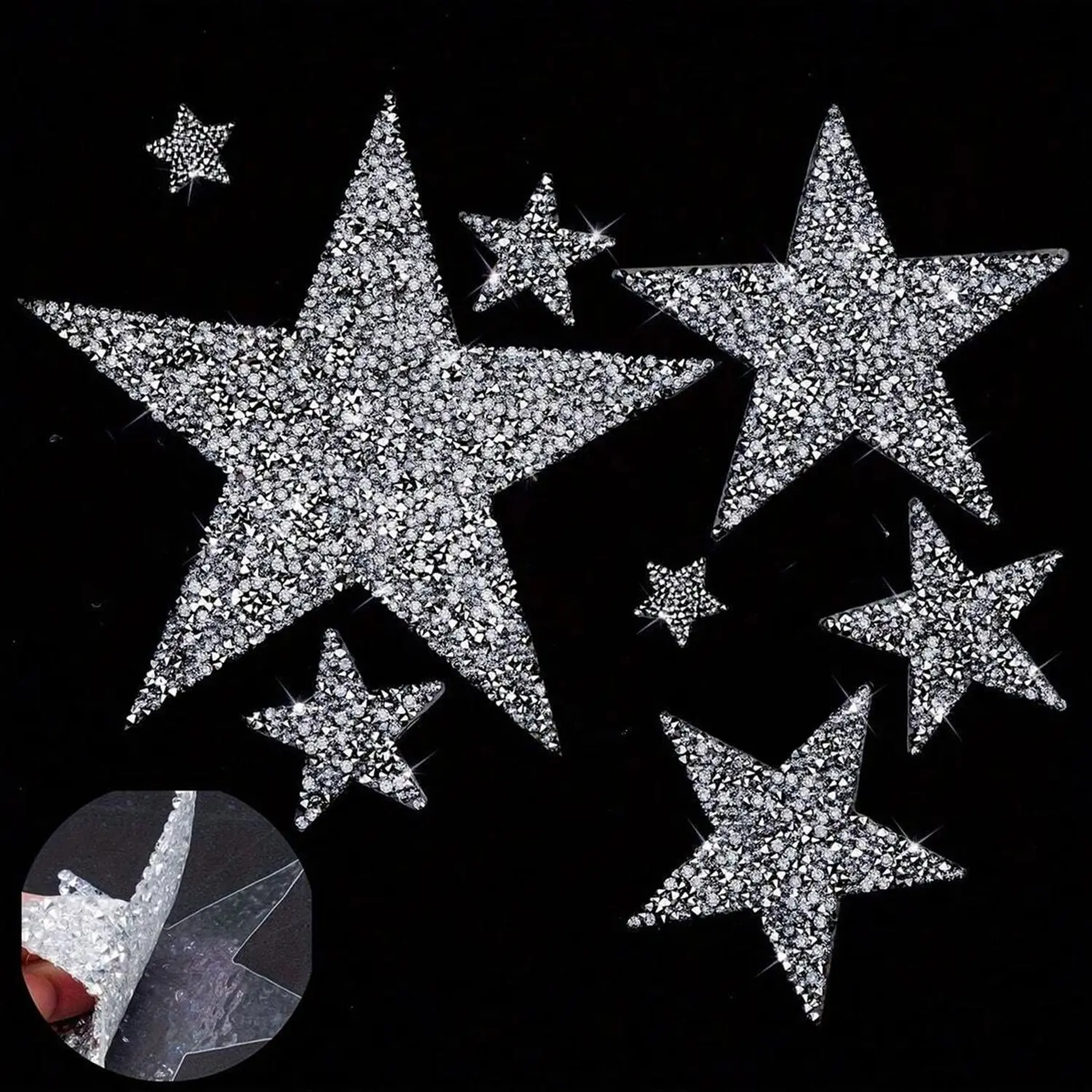 Star Patch Water Drill Stickers, Hot Melt Glitter Crystal Applique Patches Embellishments Decoration for Clothing Repair, Jeans, Bags, Hats & DIY Accessories