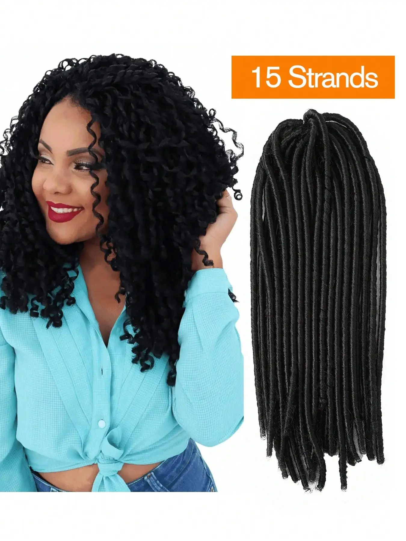 16 Inch Black Crochet Hair, Lightweight No Smell Pre Looped Hollow Tube Braids, Natural Looking Fluffy Synthetic Soft Dreads Faux Locs Crochet Braids Hair Extensions for Women,Perfect for Daily Wear, Halloween and Parties