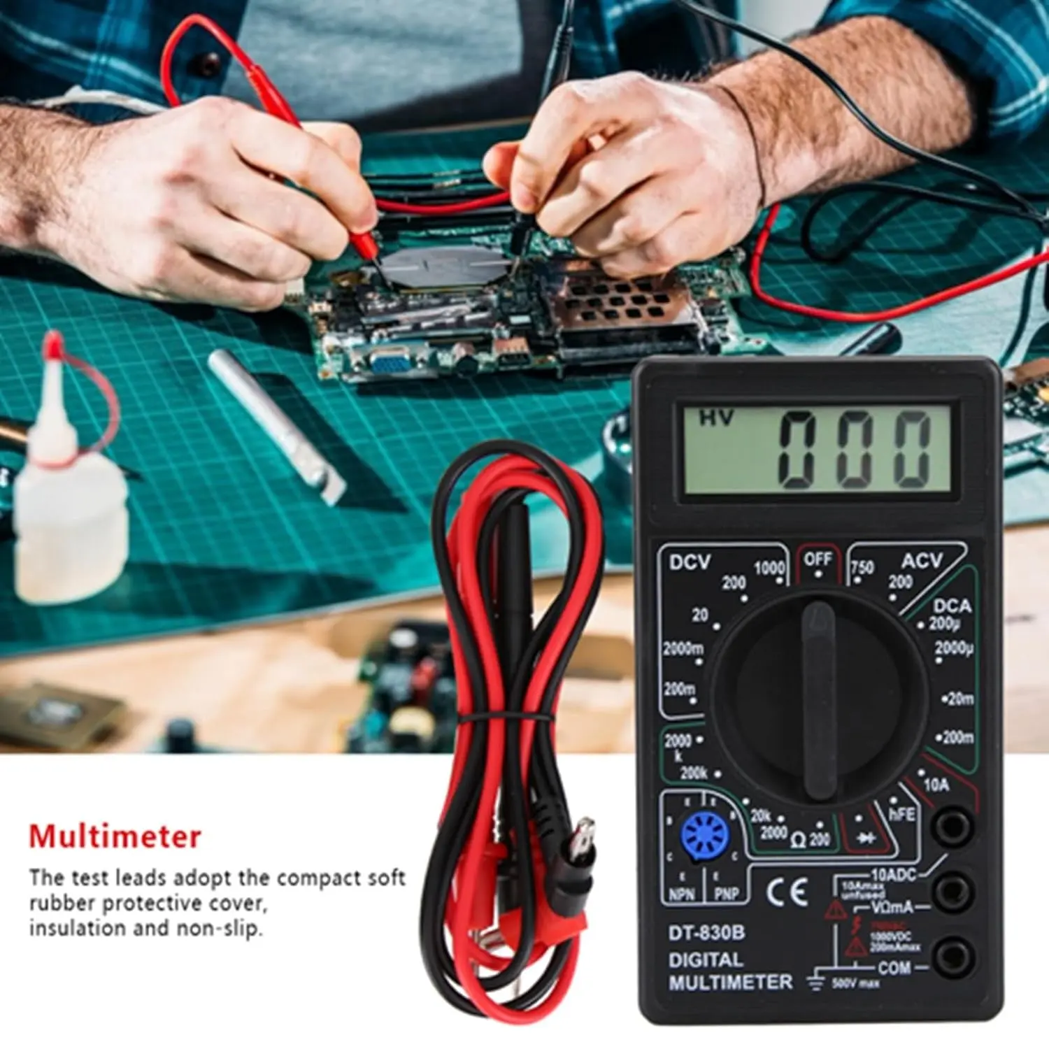 Digital Multimeter Diode & Transistor Tester AC DC Volt Test Voltmeter, Automotive Multimeter Meter Tester, Measure Voltage Test, Car Battery Tester, Analog Multimeter Kit, Volt Meter