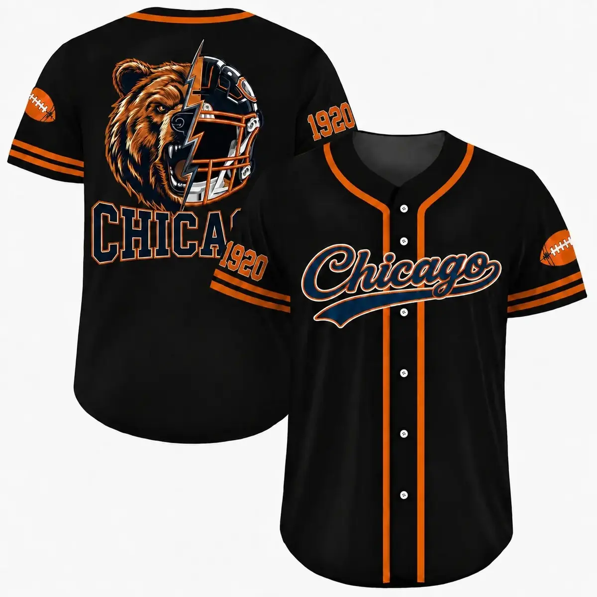 Unisex Short Sleeve Football Team Baseball Jersey, Regular Fit Game Day Sportswear for Football Lovers, Black/Orange/Navy Uniform, Sport-Casual Everyday Outfit, Multiple Colors Available Outdoor Apparel, Sporty Chic Gift