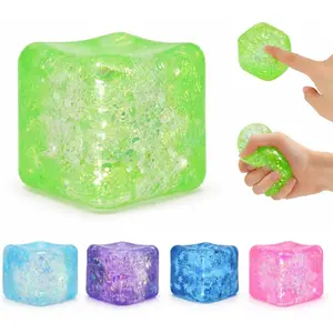 Cube Shaped Squeeze Balls, Super Solid Squishy Stress Relief Toys, Glitter Filled Squeeze Toys,Anxiety Relief Toys for Teens & Adults, Desk Fidget Decor (Green)