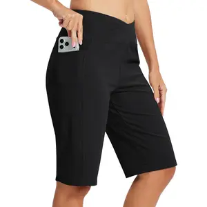 Women's Bermuda Long Shorts 12" High Waisted Knee Length Shorts for Women Summer Athletic Running Shorts(Gift)