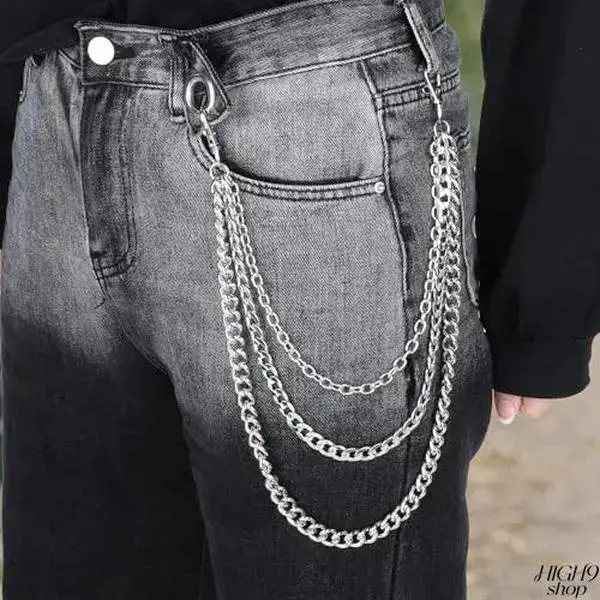 Funky Rock Metal Heavy-Duty 2026 Trouser Chain with Lobster Clasps - Bold Punk Hip Hop Jean Belt Loop Accessory, Solid Detachable Waist Decor for Men, Luggage & Bags Women's Wallets Daily/Concert Use