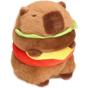 Hamburger Capybara Plush Toy - 9.5 Inch Cute Capybara Animal, Capibara Plushie for Kids and Adults Hamburger Plush