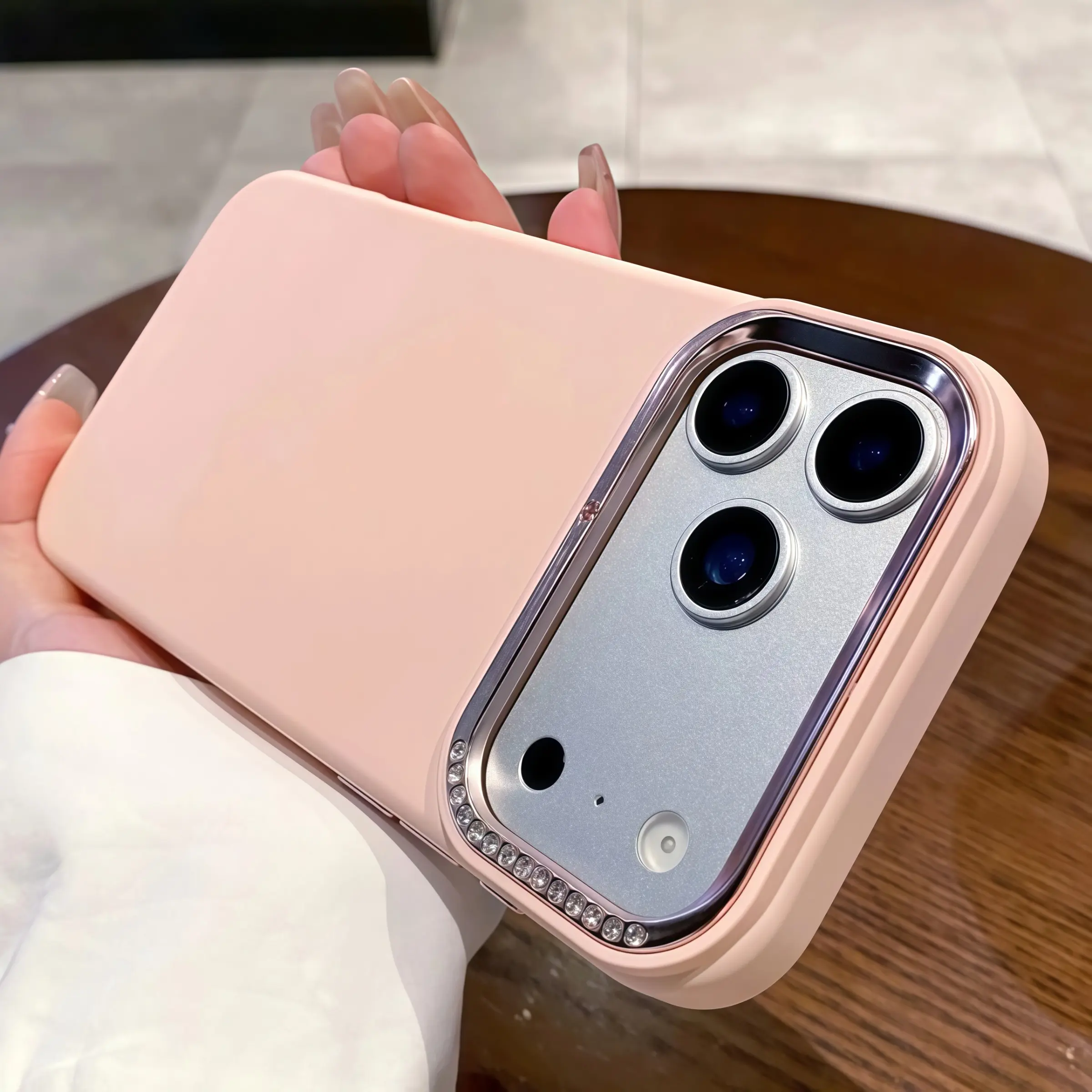 Liquid Silicone Camera Flashlight Diamond Phone Case, Compatible with iPhone 17, 13, 12, 11 Pro Max, 16, 15, 14 Plus, Air, Colorful, Non-Slip Protective Cover