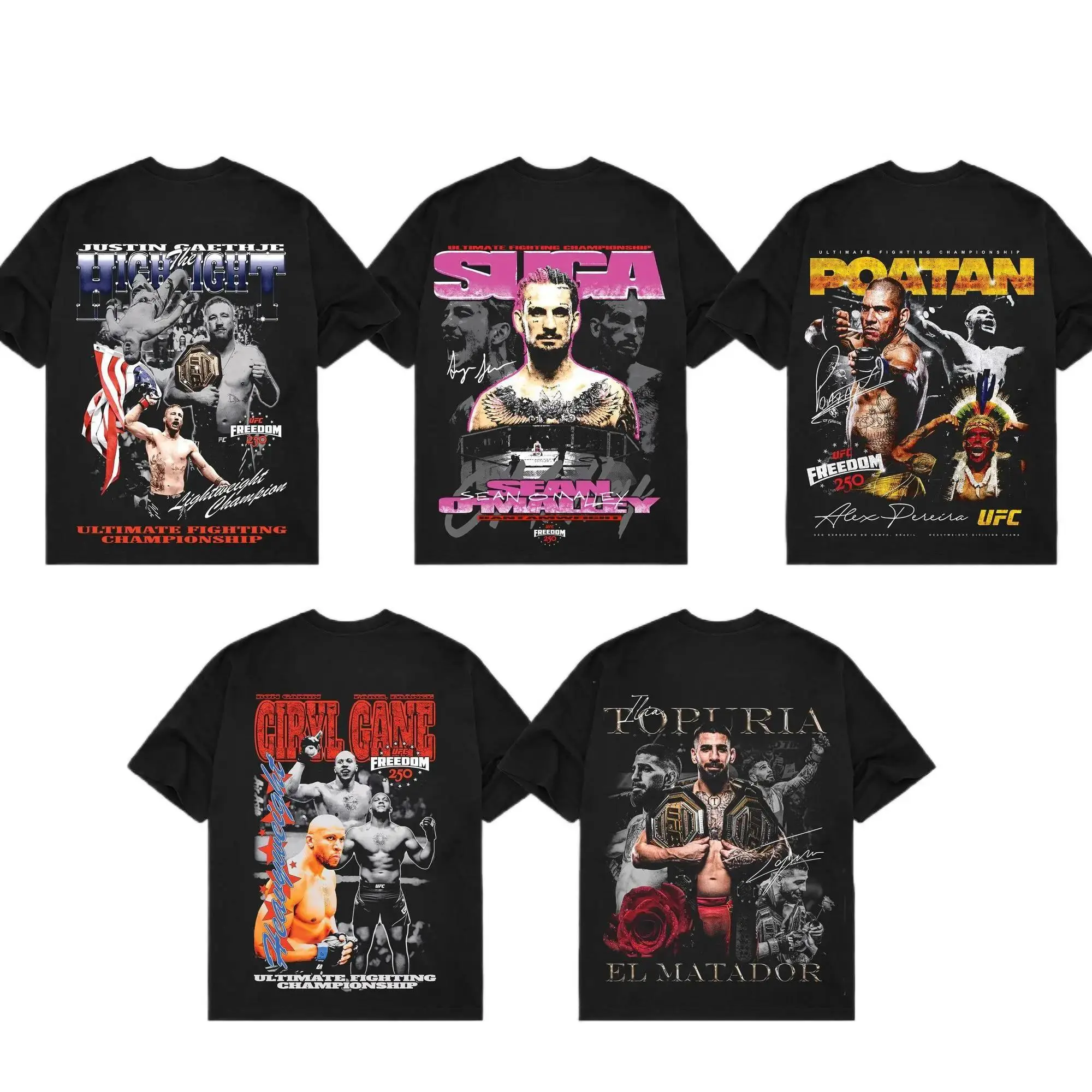 UFC Freedom 250 Fighters T-Shirt, Unisex Cotton MMA Graphic Tee, UFC Fan Apparel, Combat Sports Shirt, Short Sleeve Casual Streetwear, Fight Night Outfit, Gift for Men and Women