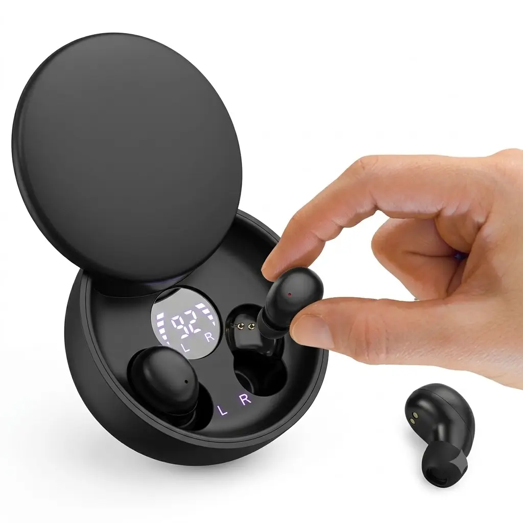 Invisible Sleep Earbuds for Side Sleepers, Smallest Mini Bluetooth 5.4 Wireless Headphones for Small Ear Canals, Discreet Hidden Earbuds with Mic for Work, Noise Blocking Audio Gear Perfect Gift
