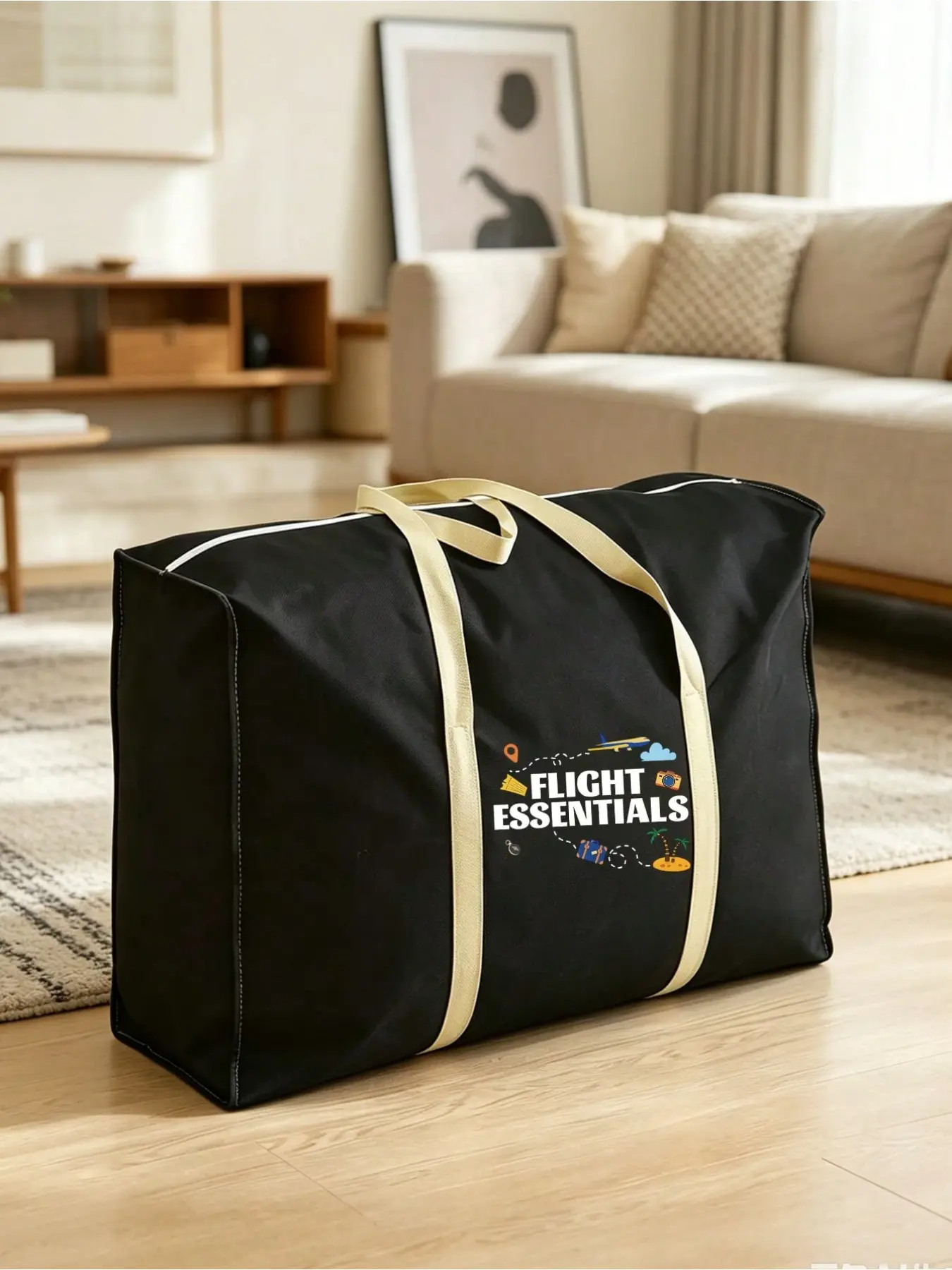 Airport Theme Foldable Travel Storage Organizer Bag for Men Women, Waterproof Machine Washable Luggage Sorting Bag for Flight Attendants Students Business Vacation, Large Capacity Moving Bag for Camping Gym Home Seasonal Storage, Back to School Must-Have