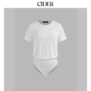 Cider [3 colors, size 2-26] Round Neck Solid Short Sleeve Bodysuit Dealsforyou