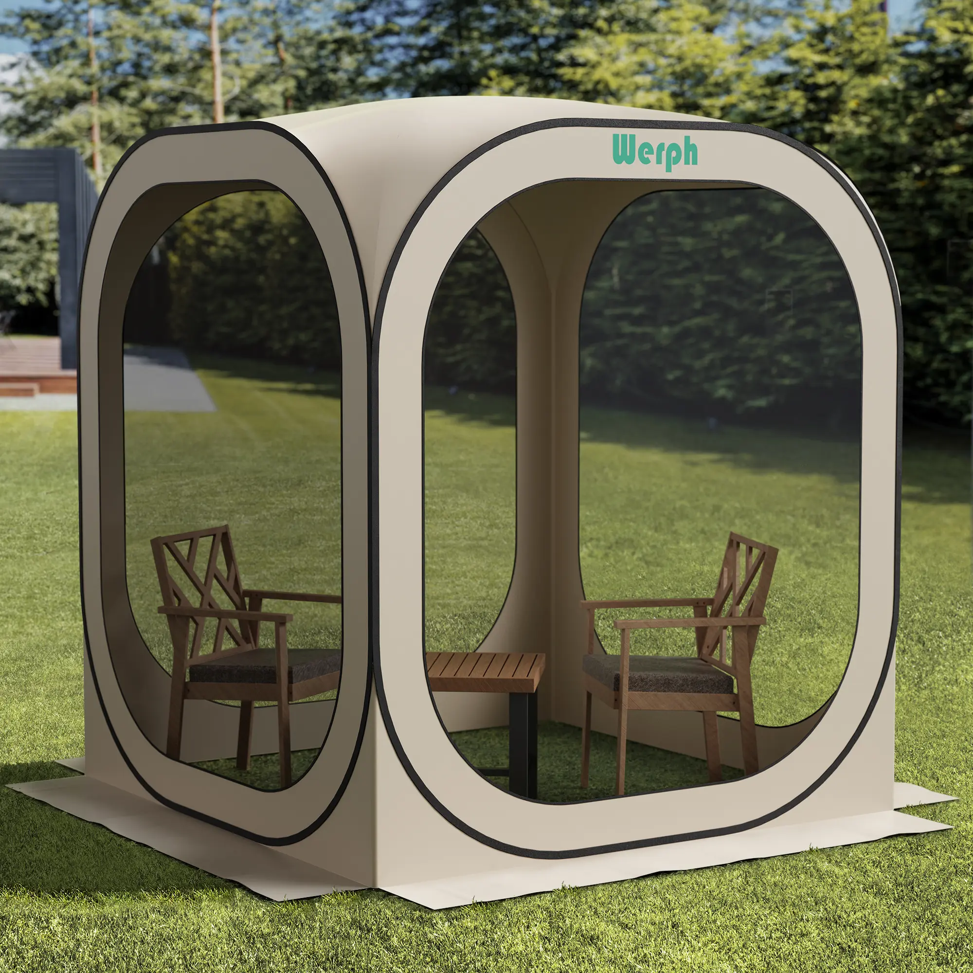 WERPH Instant 6*6ft Pop-Up Screen Tent |     Outdoor Pavilion with Canopy & Mosquito Netting |     Perfect for Backyard, Garden Parties, and Tailgate Glamping