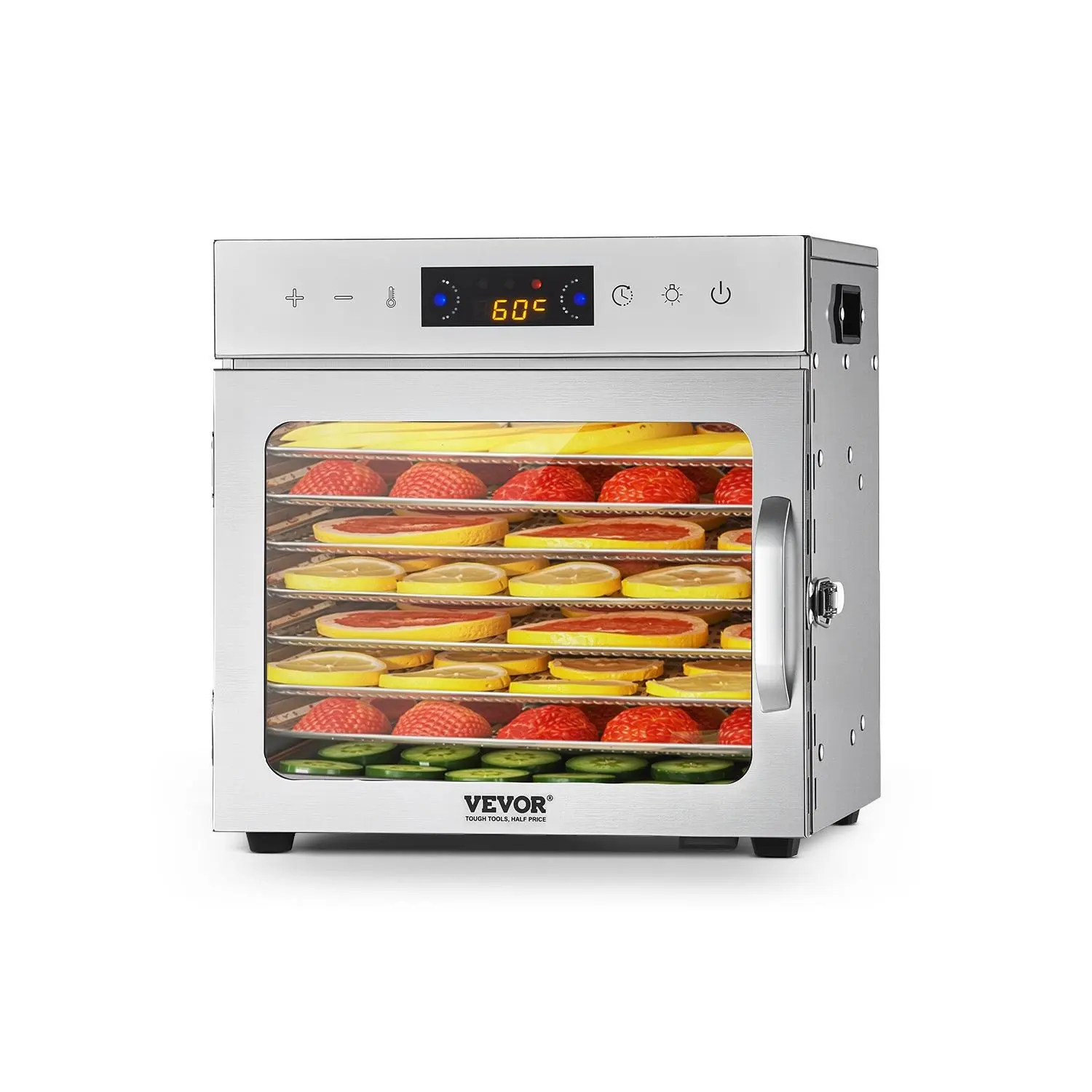 【DealsForYouDays】VEVOR Food Dehydrator Machine, 8 Stainless Steel Trays, 400W Electric Food Dryer with Adjustable Temperature 24-Hour Timer, Heated Dryer for Jerky, Meat, Fruit, Vegetables, Herbs, Dog Treats