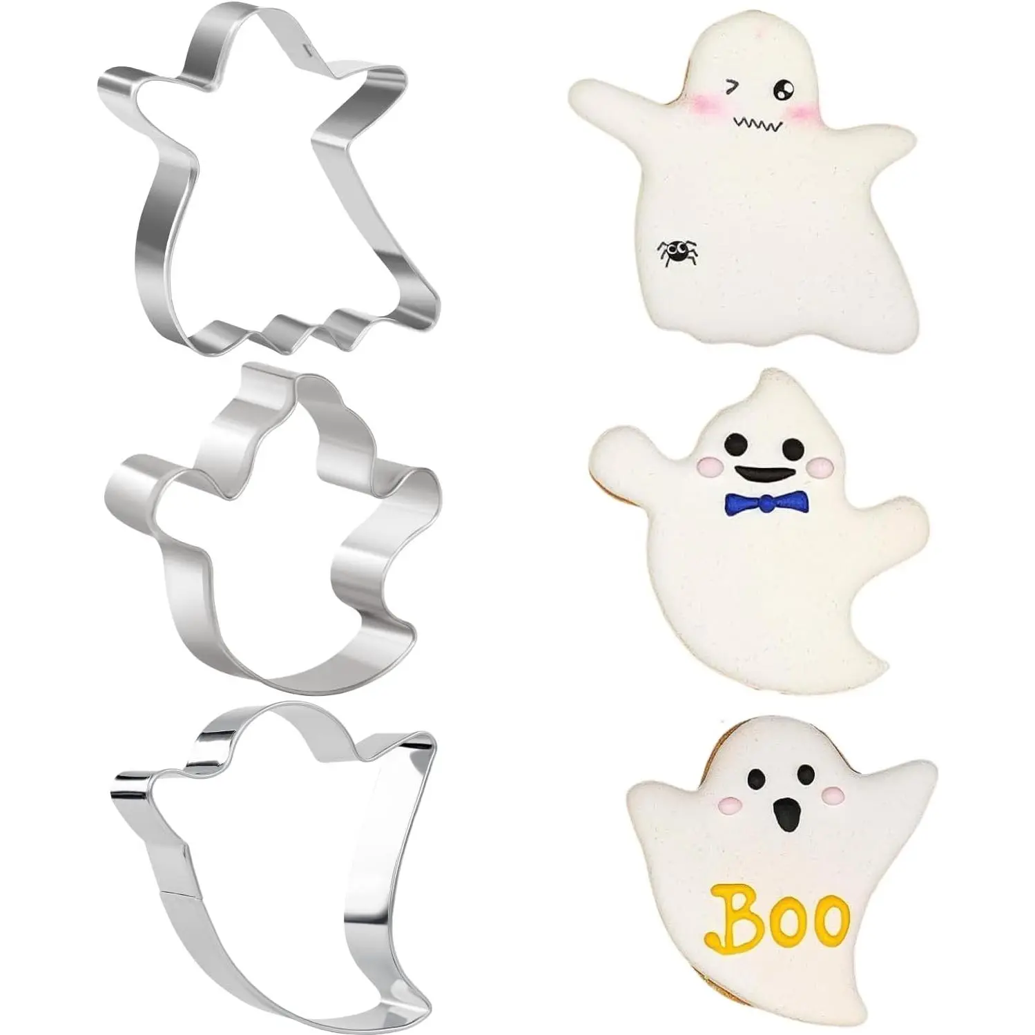 Cookie Cutters, 3- Stainless Steel Halloween Set | Three  shapes for Halloween cookies, biscuits, fondant, sandwiches and pastry