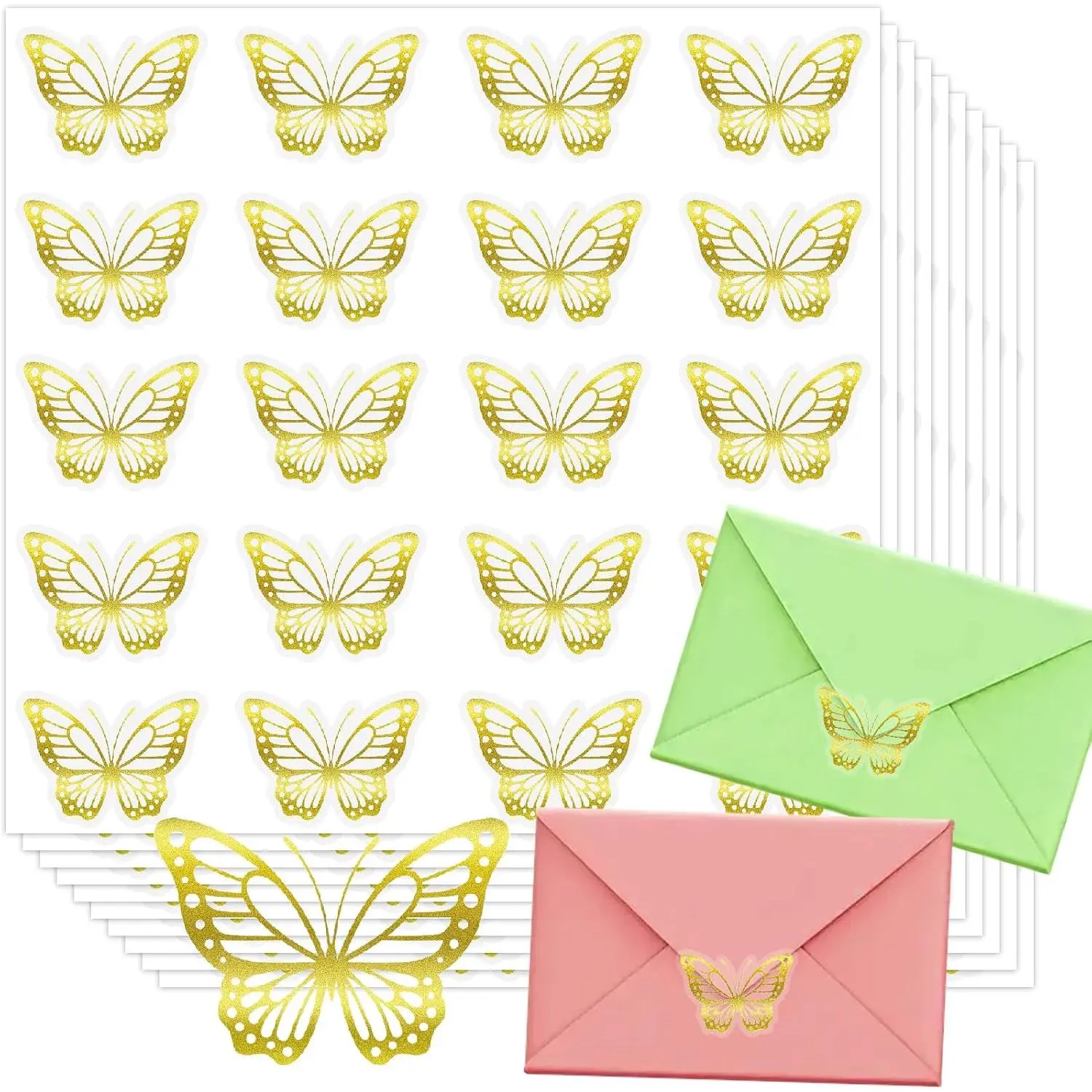 600 count Butterfly Stickers, Foil Envelope Seals Stickers,  Butterflys  Stickers, Self-Adhesive Spring Butterfly Labels Stickers for Wedding Invitation, Christmas Envelope Sticker