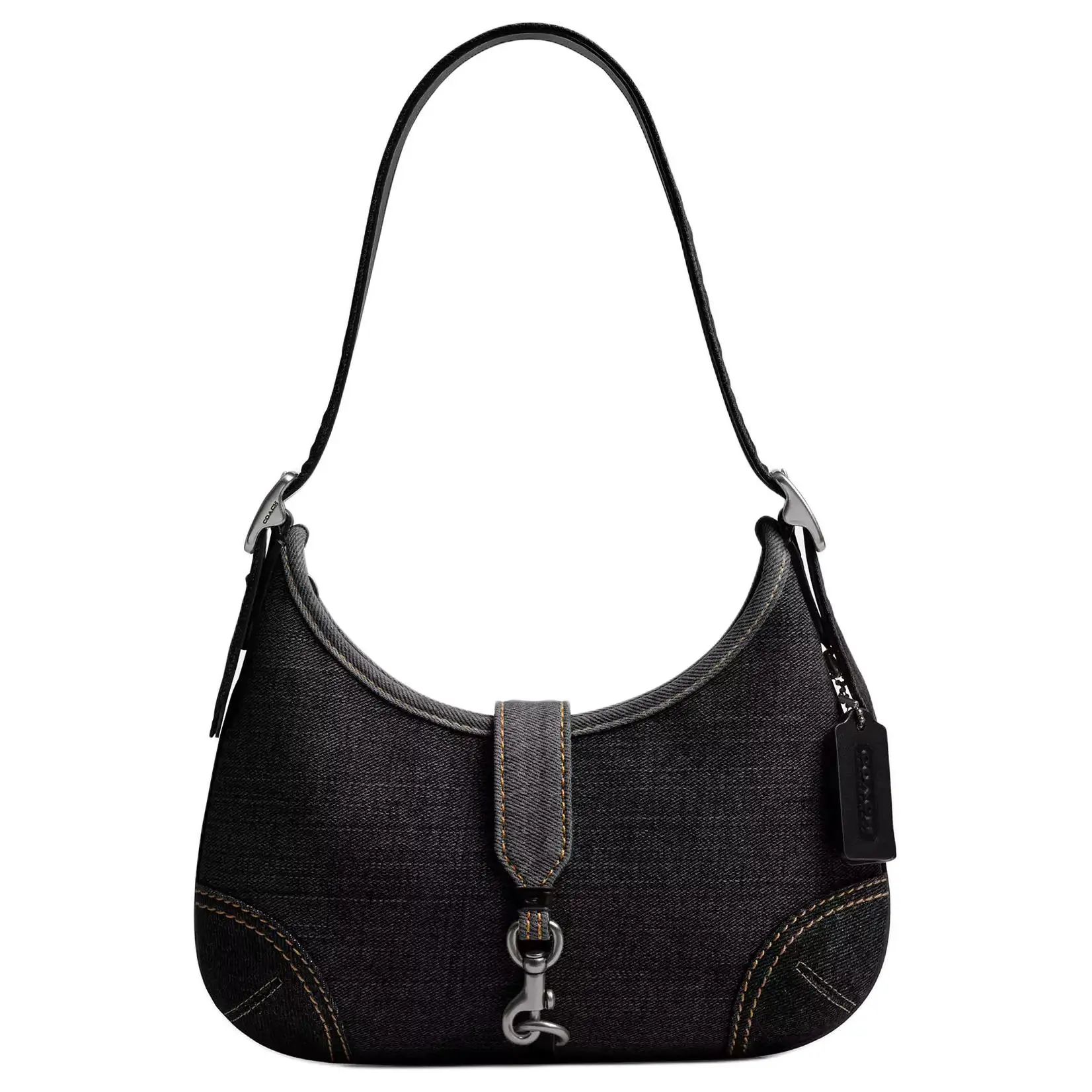 COACH Hamptons 28 Adjustable Handle Denim Tote Bag for Women, Large, Black