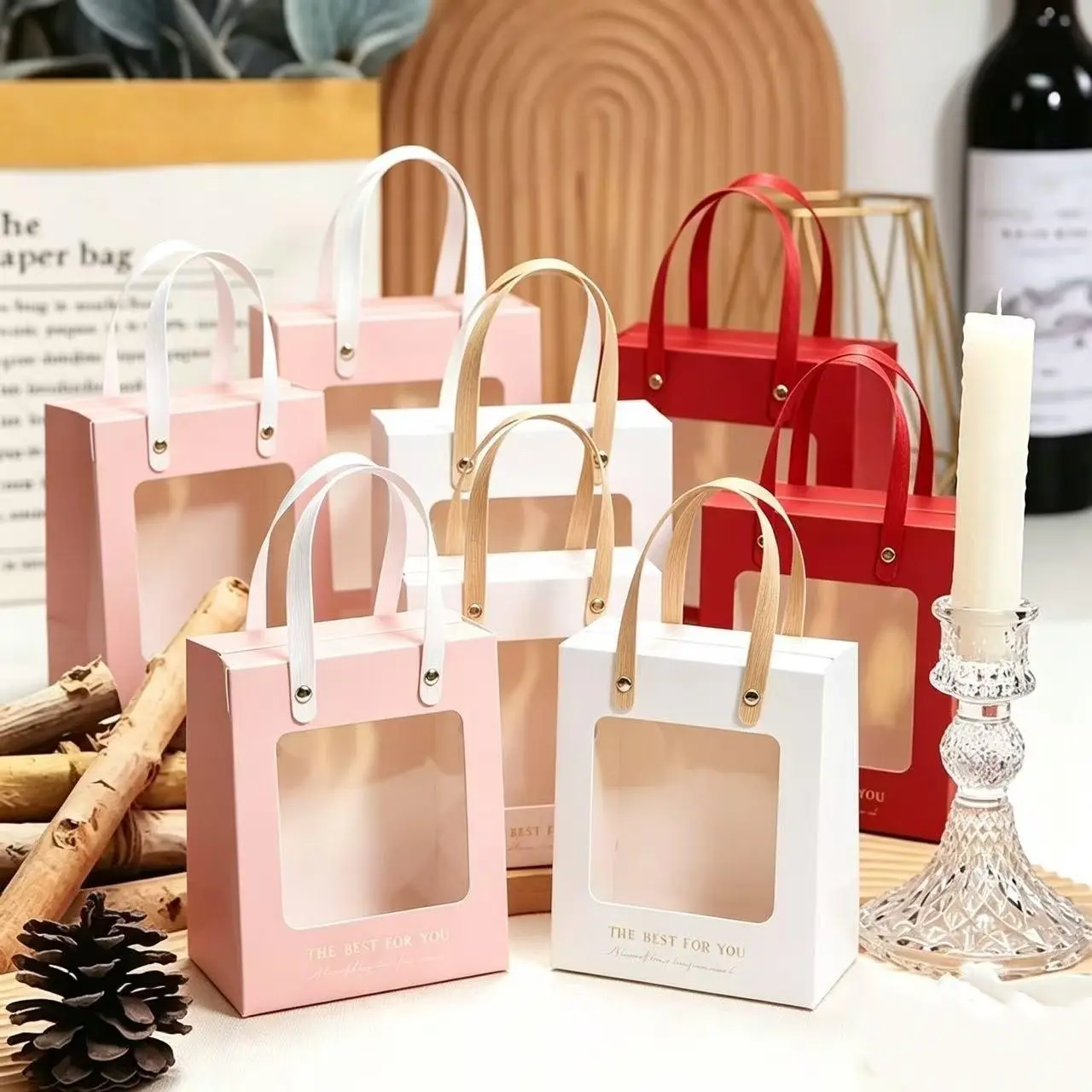 10pcs Windowed Gift Boxes and Bags, Perfect for Anniversaries, Weddings, Birthdays, Graduations, Holidays, Includes Paper Bags with Handles