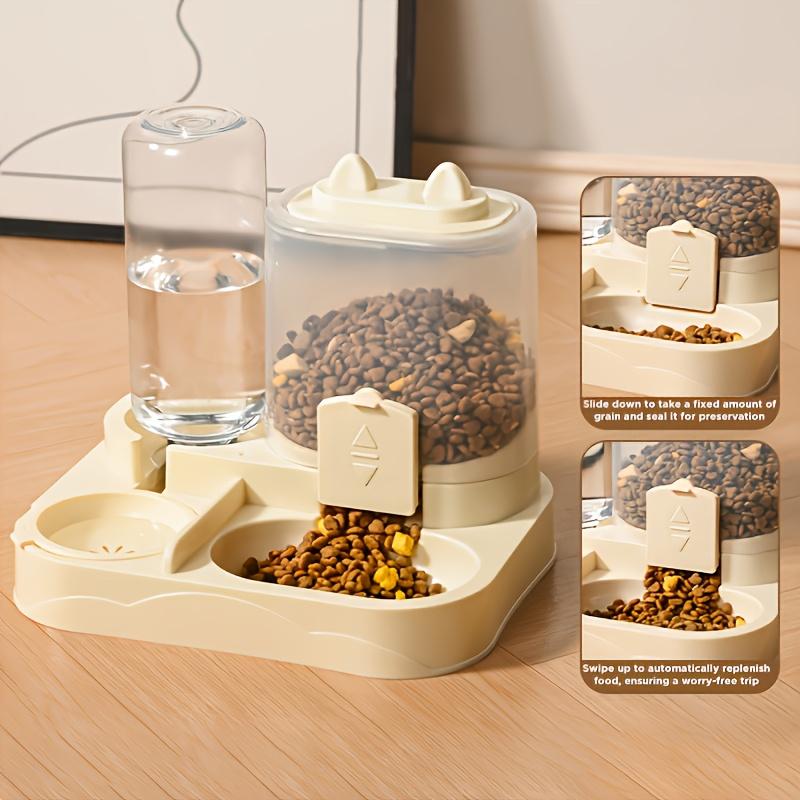 Automatic Cat Feeder and Water Dispenser, Dual Function Pet Food Station, Durable Plastic, Easy Clean, No Battery Needed, 8.46x7.68x6.69 Inch