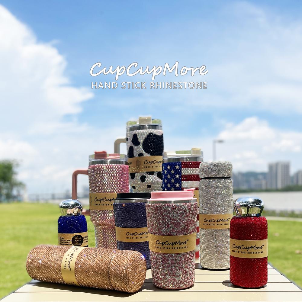 Live Cupcupmore 16oz Bling Rhinestone Vacuum Flasks Double Wall Stainless Steel Insulated tumbler with Leak-proof Lid Glitter Water bottle,Sparkle Portable Thermal Mug for Women Men,Keeps Cold 12 Hours and Hot 6 Hours Shiny Drinkware Cup