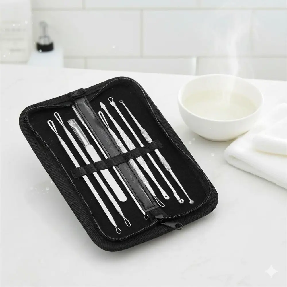Professional Pimple Tool Kit: Gentle Acne Removal Without Damaging Skin Barrier. Anti-Slip Handle for Precise Control, Reduces Redness & Scarring. Perfect for Daily Skincare & Clear Skin Routine. Effective Tools for Smooth, Blemish-Free Face.