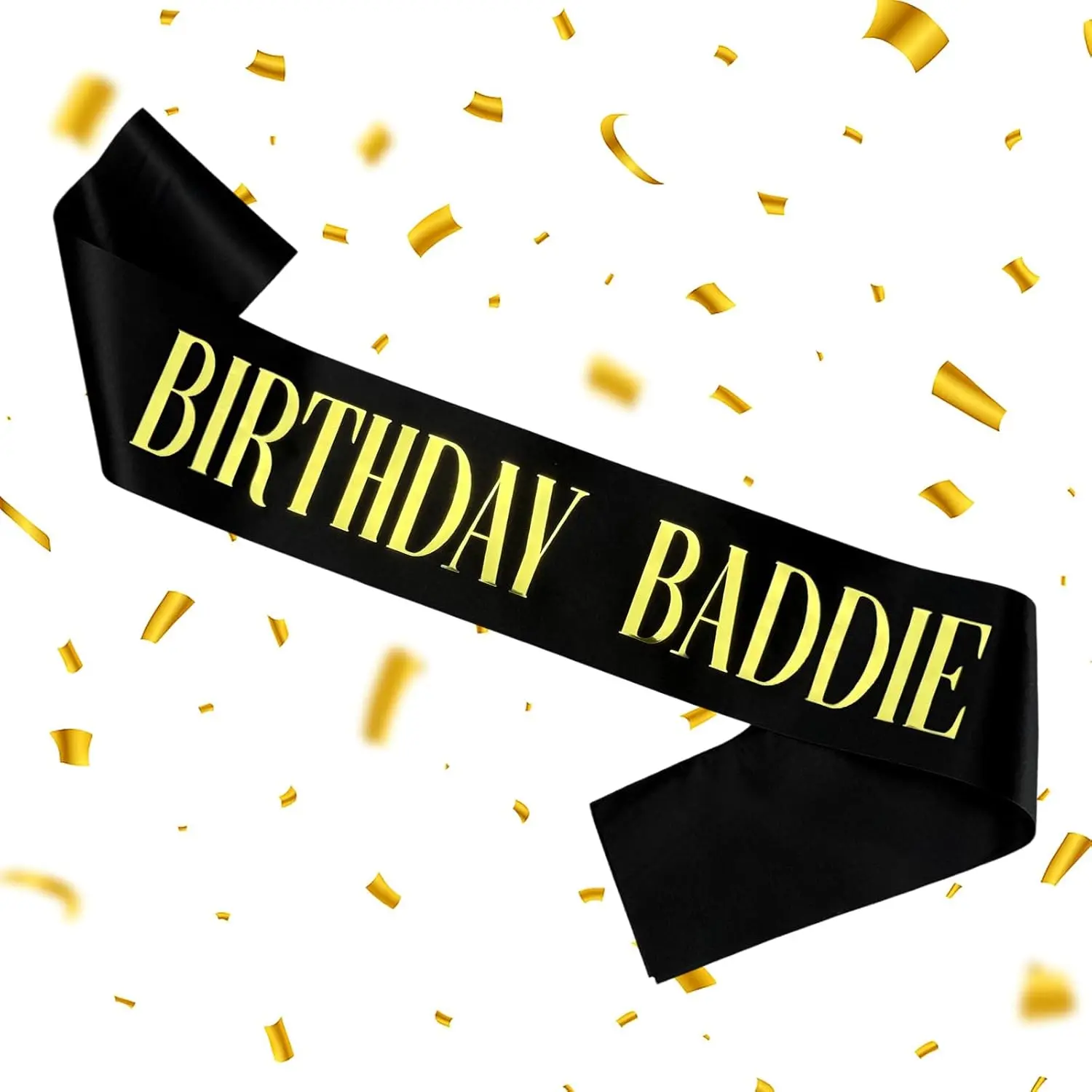 Birthday Sash, BIRTHDAY BADDIE SASH Black Glitter Sash with  Foil Sparkly Satin Birthday Sash for Women Girls Men Decorations for Party Supplies