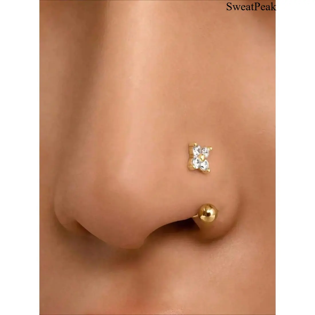 Four Leaf Clover Nose Ring Hoop, Lucky Charm Nose Piercing Jewelry for Women & Men, Aesthetic Floral Nose Hoop with Lightweight Copper Design, Trendy Y2K Body Jewelry Accessory for Everyday Wear, Parties, Festivals and Fashion Styling