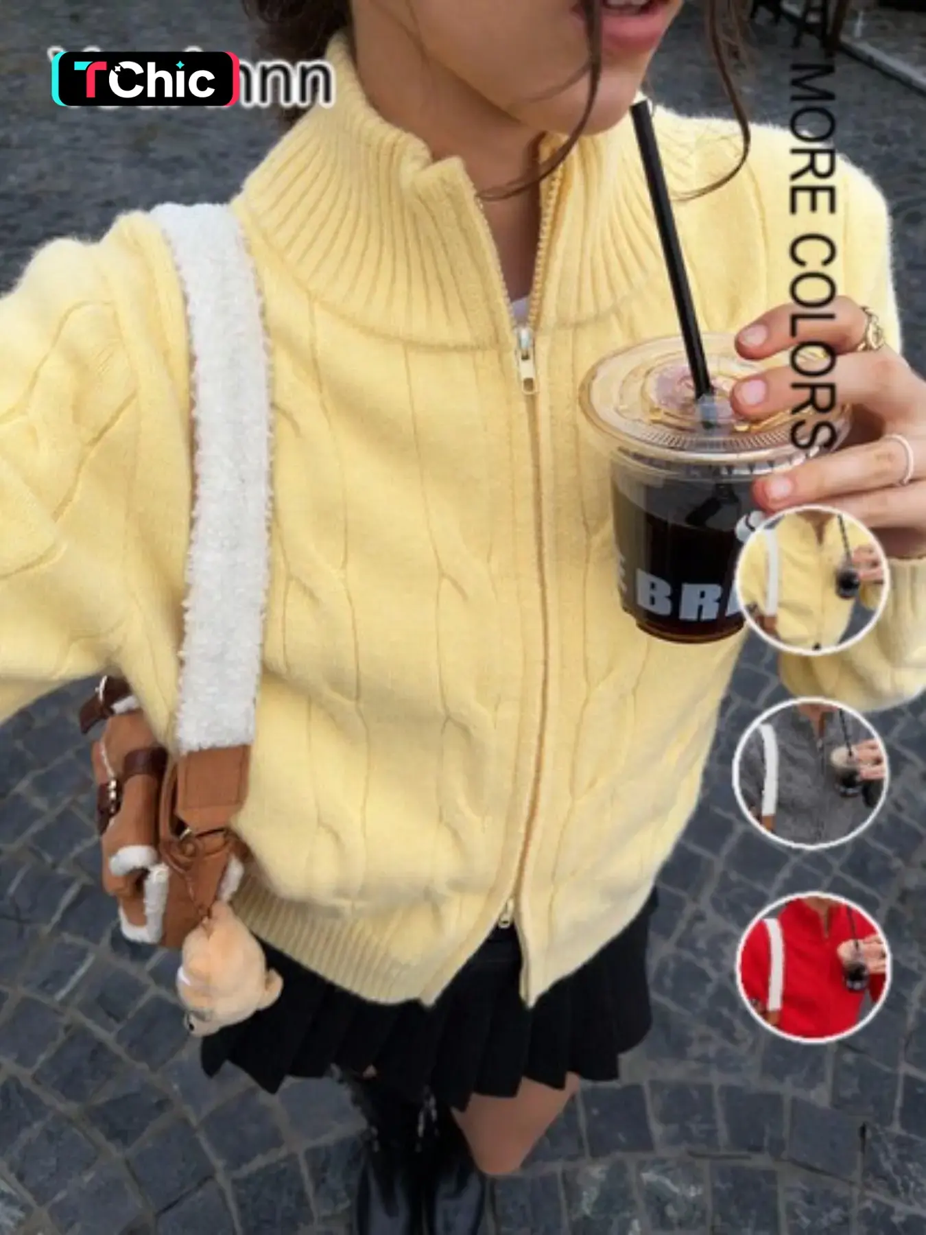 Soft Thick Knit Sweater Women, Dual Zipper Cardigan, Autumn Winter New Design, Herringbone Pattern, Elegant Casual Fashion, Comfortable Fit