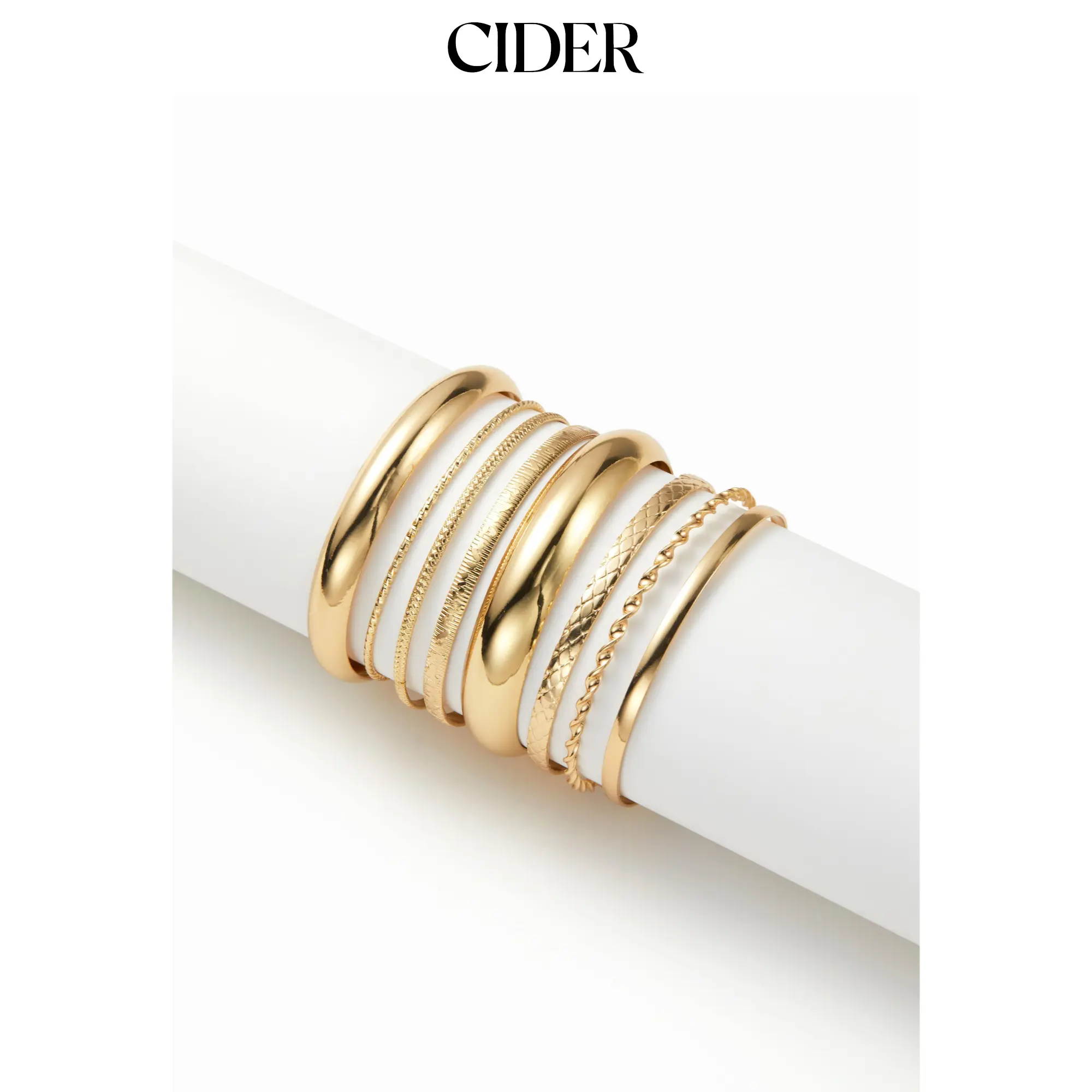 Cider 8 PCS TEXTURED BANGLE BRACELET SET