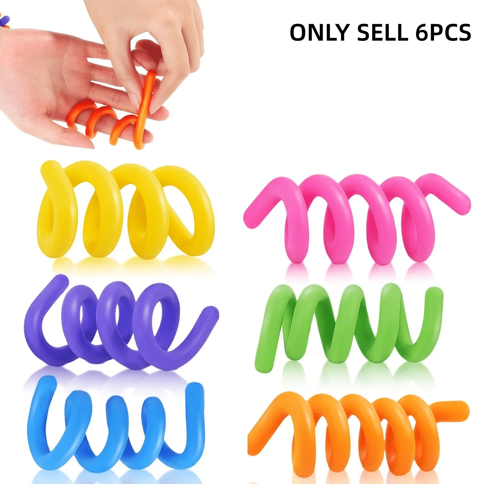 Children Sensory Fidget Sticks Set, 6-Piece Creative Anxiety Relief Twisting Rods, Party Gift Bag Fillers, Classroom Prizes, Autism Kids Calming Toy, Stress Relief Fidgets