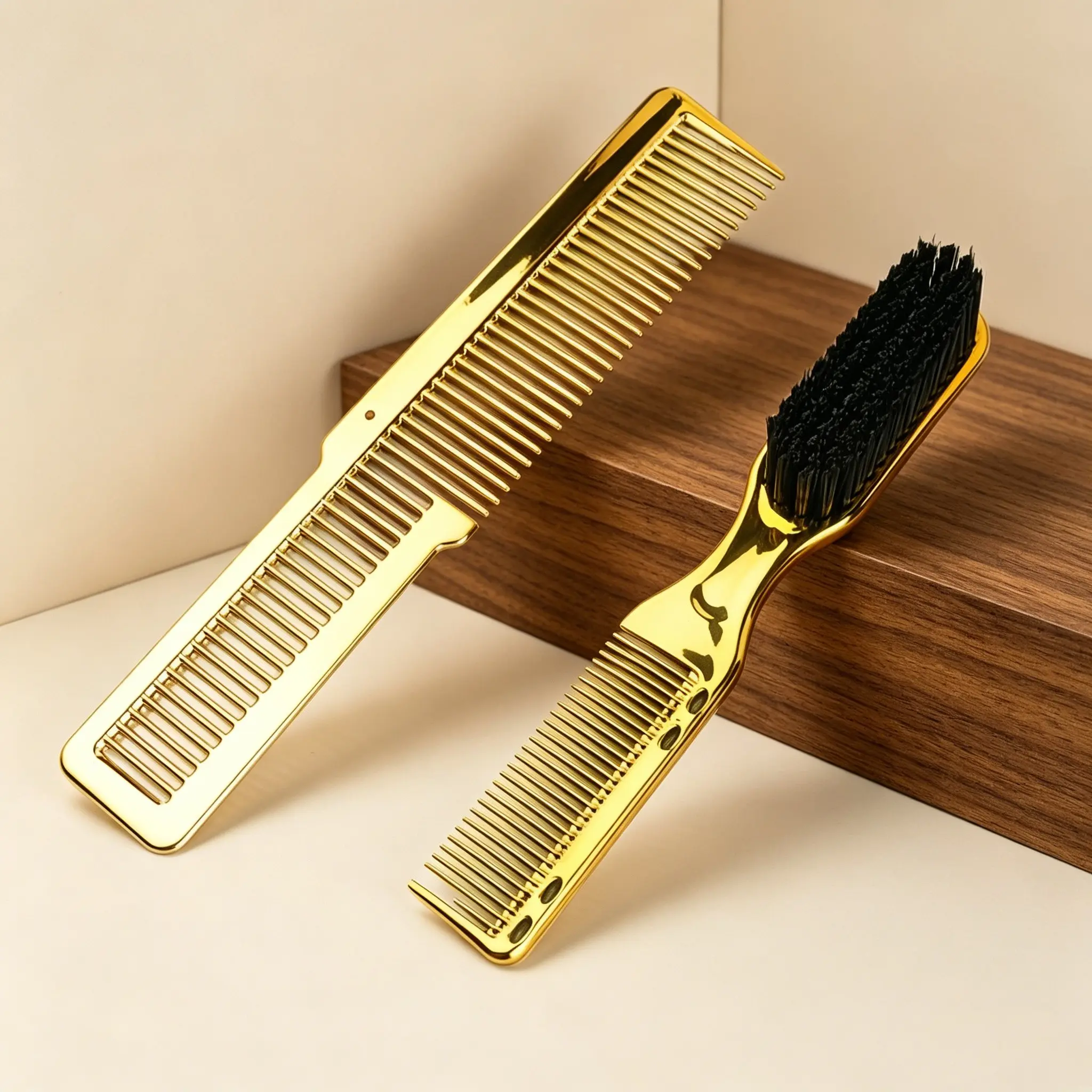 Two-Piece Hair Styling Comb Set, Professional Barber Comb Type and Multi-Functional Nylon Brush, Ideal for Salon and Home Use