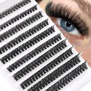 200pcs DIY Eyelash Cluster Of D-Style Curled False Eyelashes, Eyelash Extensions, 60D, With Mixed Lengths 9-16mm, Fluffy And Soft, With Dramatic Overlapping And Cluster-Like Effect, Suitable For Daily Use, Weddings, Dates, Parties