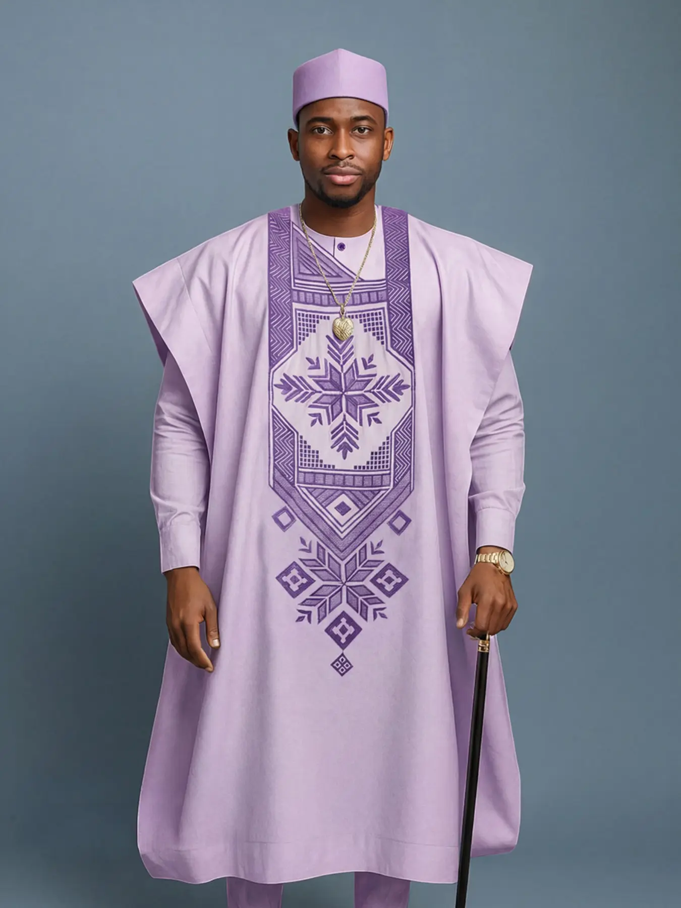 Men's African Cultural Style 3-Piece Set, Top Bottom Outer Robe Combo, Trendy New Arrival, Hot Selling Men's Fashion