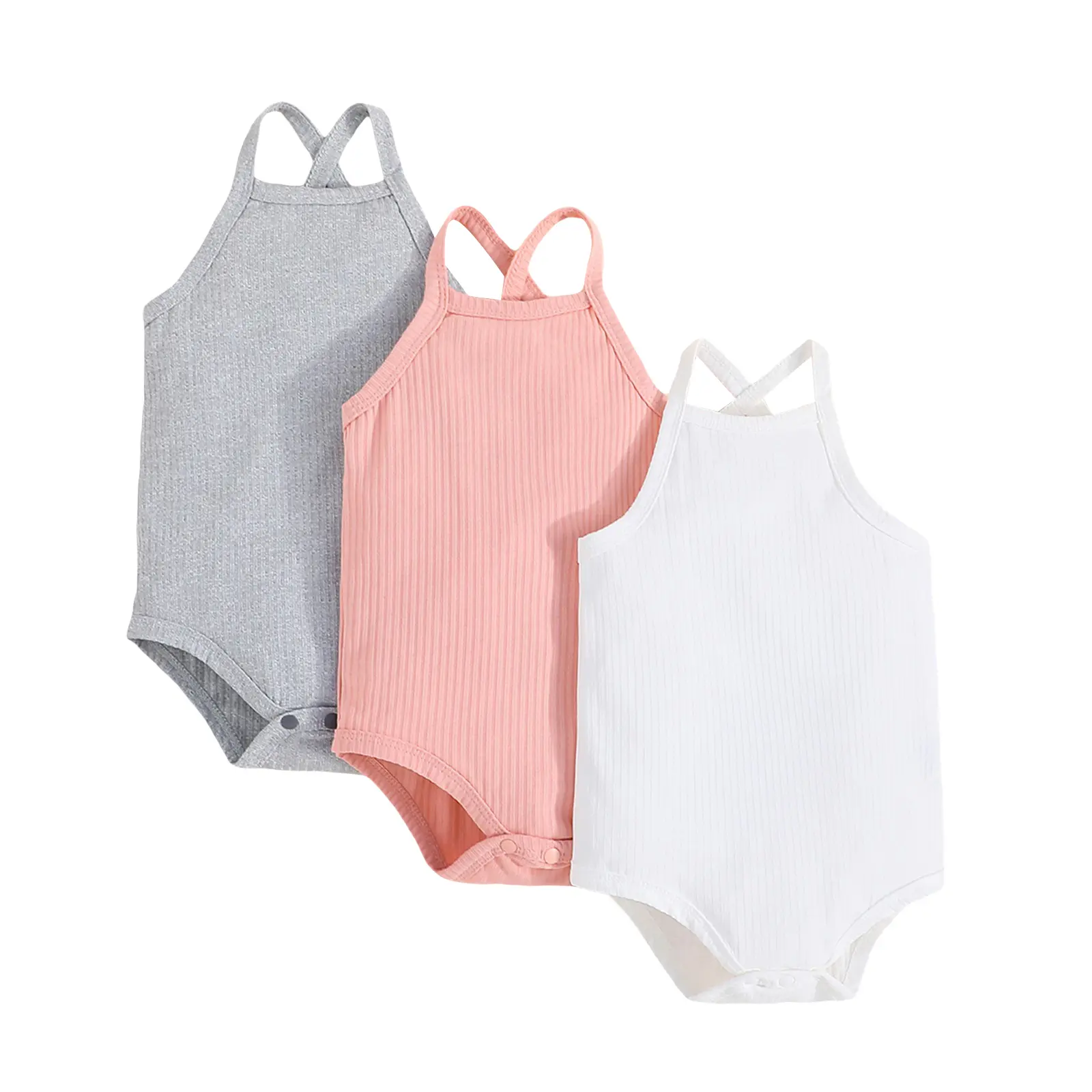 Sleeveless Onsies for Baby Girl Bodysuits 3 Pack Neutral Baby Clothes Summer Spaghetti Strap Tank Top Onsies Undershirt