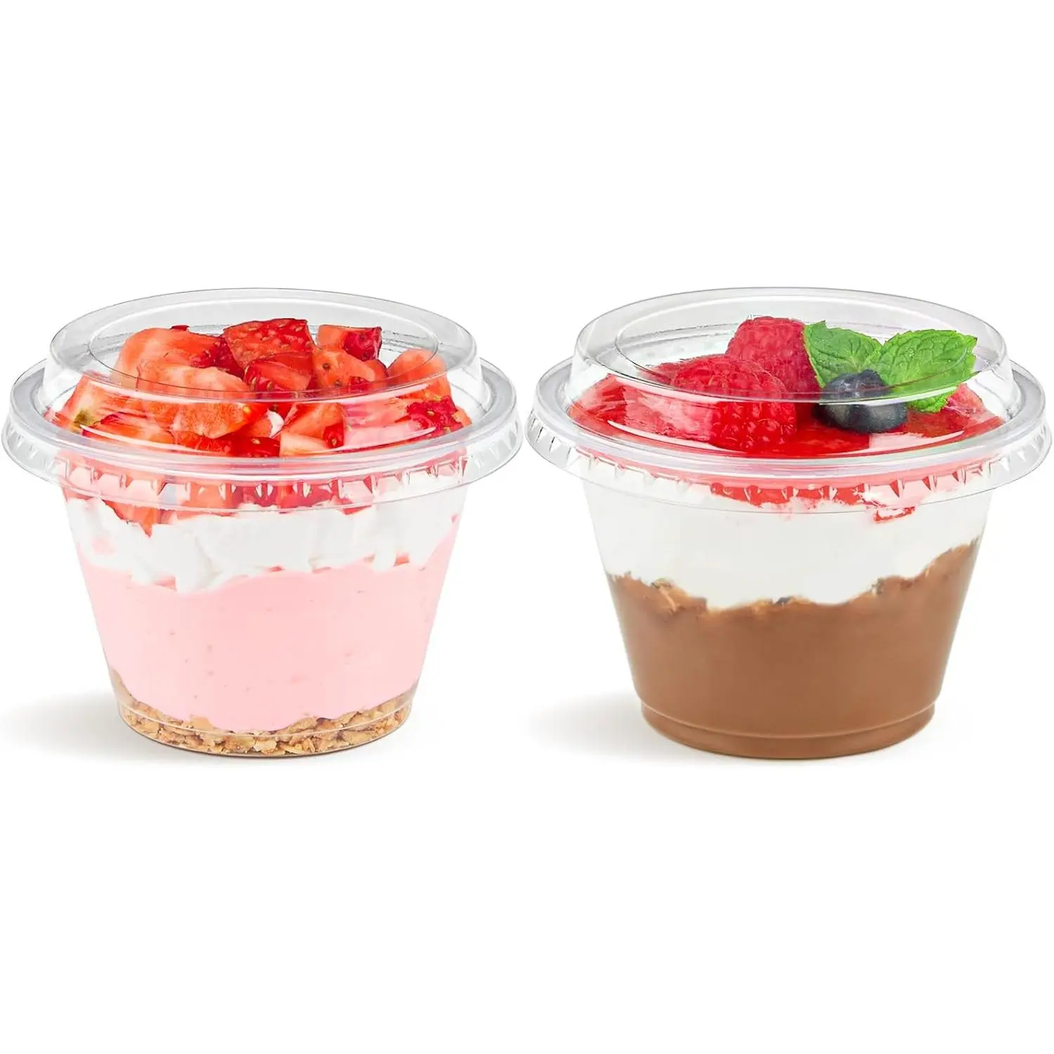50 Pack 6 Oz Plastic Dessert Cups with Lids, Small Clear Parfait Cups Mini Plastic Cups with Lids for Cakes, Puddings, Fruits, Ice Creams, Dessert Shot Glasses
