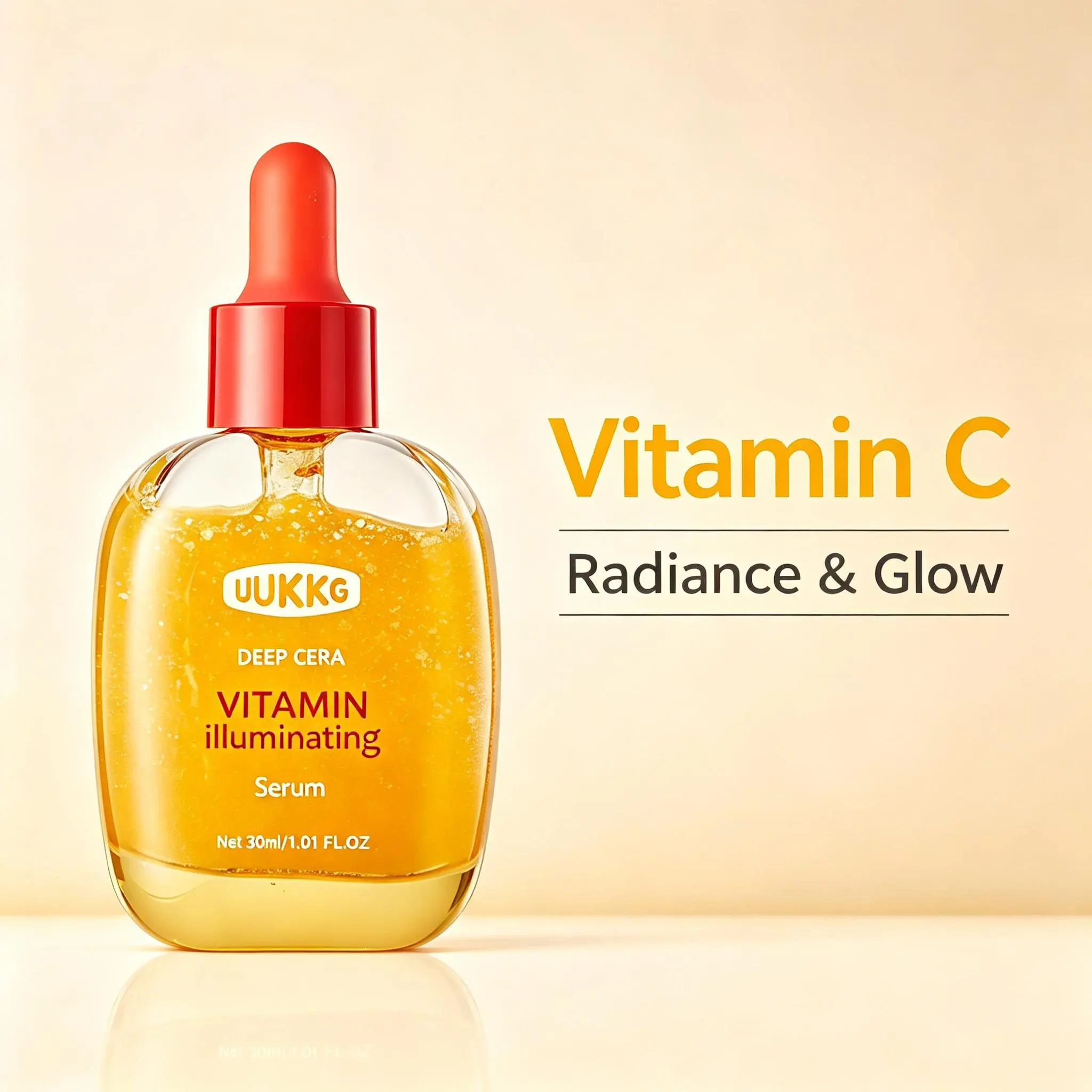 UUKKG  Facial Serum Brightening and Hydrating | Vitamin Illuminating | NAD+ Peptide Boosting | Bakuchiol Plumping Dropper Essence | Ceramide Infused Glass Skin Serum, Niacinamide Glow Skin Care Drops | 30ml Travel Size for All Skin Types