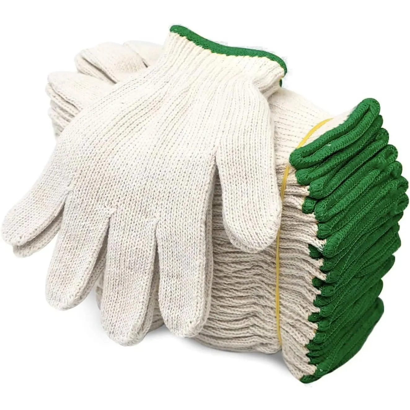 Cotton Polyester String Knit Shell Safety Protection Work Gloves for Painter Mechanic Industrial Warehouse Gardening Construction Men & Women 12 Pairs, no Dots, XLarge Size