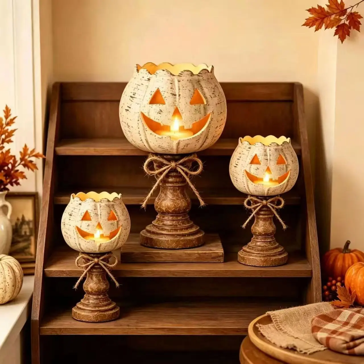 Pumpkin Tealight Candle Holder, Resin Craft Decoration, Halloween Pumpkin Light Candle Holder, DIY Home Decor, Unique Gift Idea, Tea Light Candle Holders