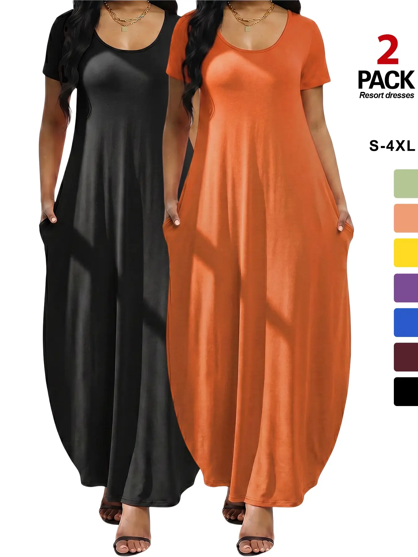 Women's Long Nightgown With Pockets Night Dress, Colorful Loungewear, Casual Basic Everyday, Round Neck, Long Sleeve, Pocket Sleepwear, Soft Nightwear, Soft Comfortable, Sleepwear Homewear Clothes, Soft Casual Nightdress